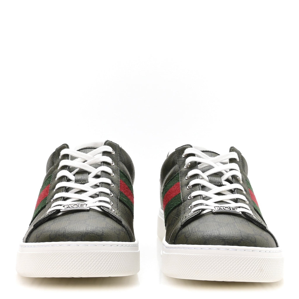 Gucci GG Supreme Monogram Web Mens New Ace Sneakers 11 Green