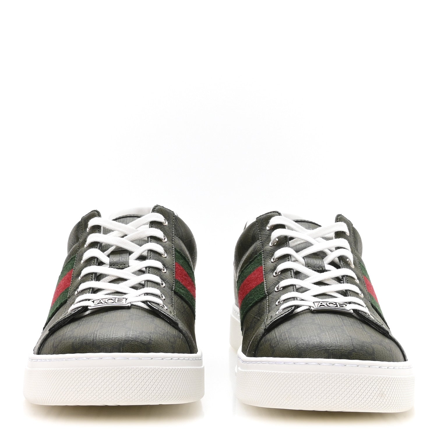 Gucci GG Supreme Monogram Web Mens New Ace Sneakers 11 Green