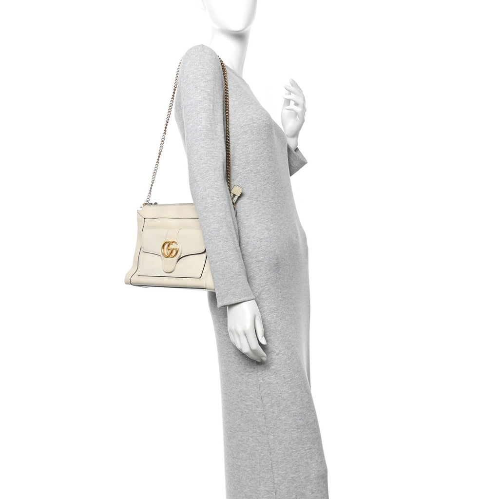 Gucci New Sakai Calfskin Lux Dahlia Chain Shoulder Bag Mystic White