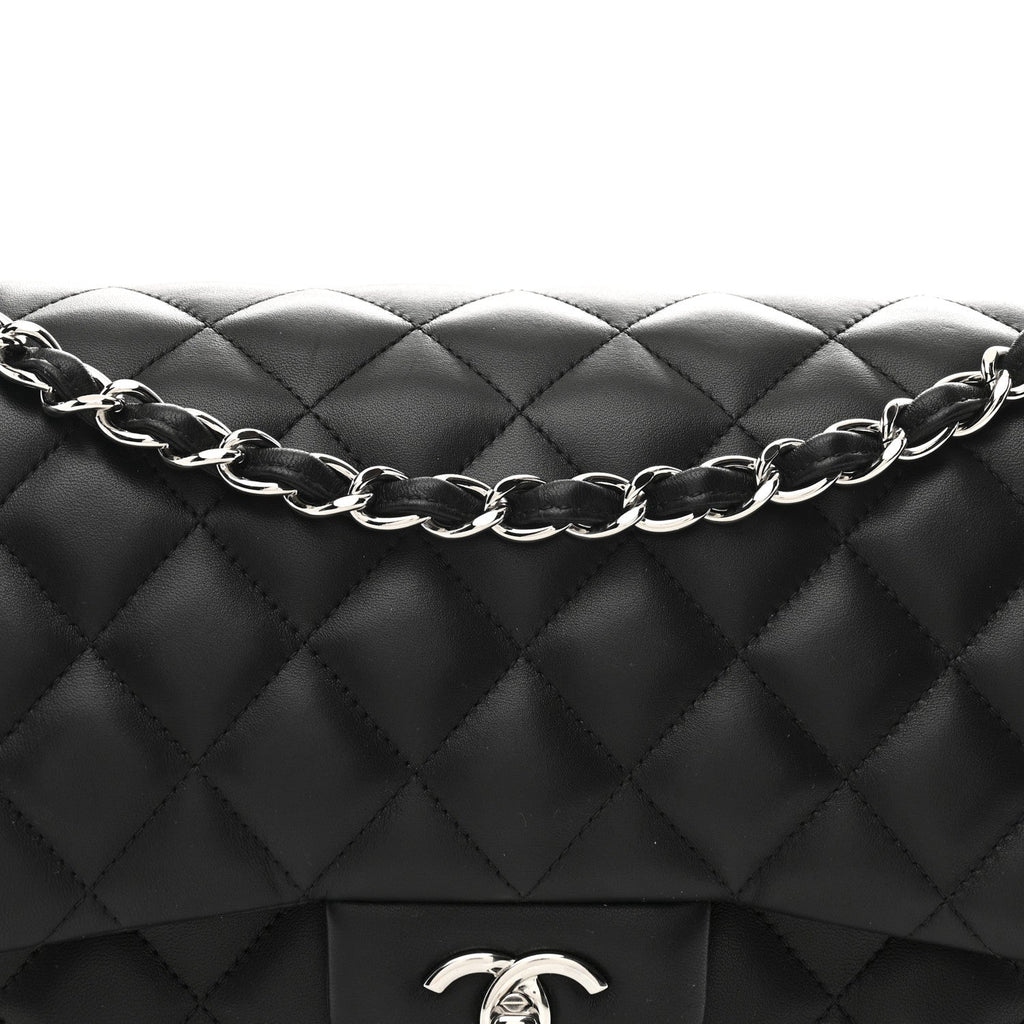 Chanel Lambskin Quilted Jumbo Double Flap Black
