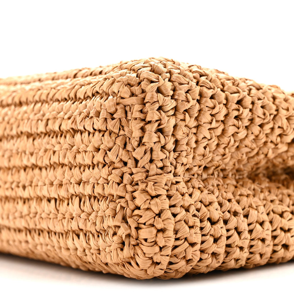 Chanel Braided Raffia Nano Kelly Flap Bag Dark Beige