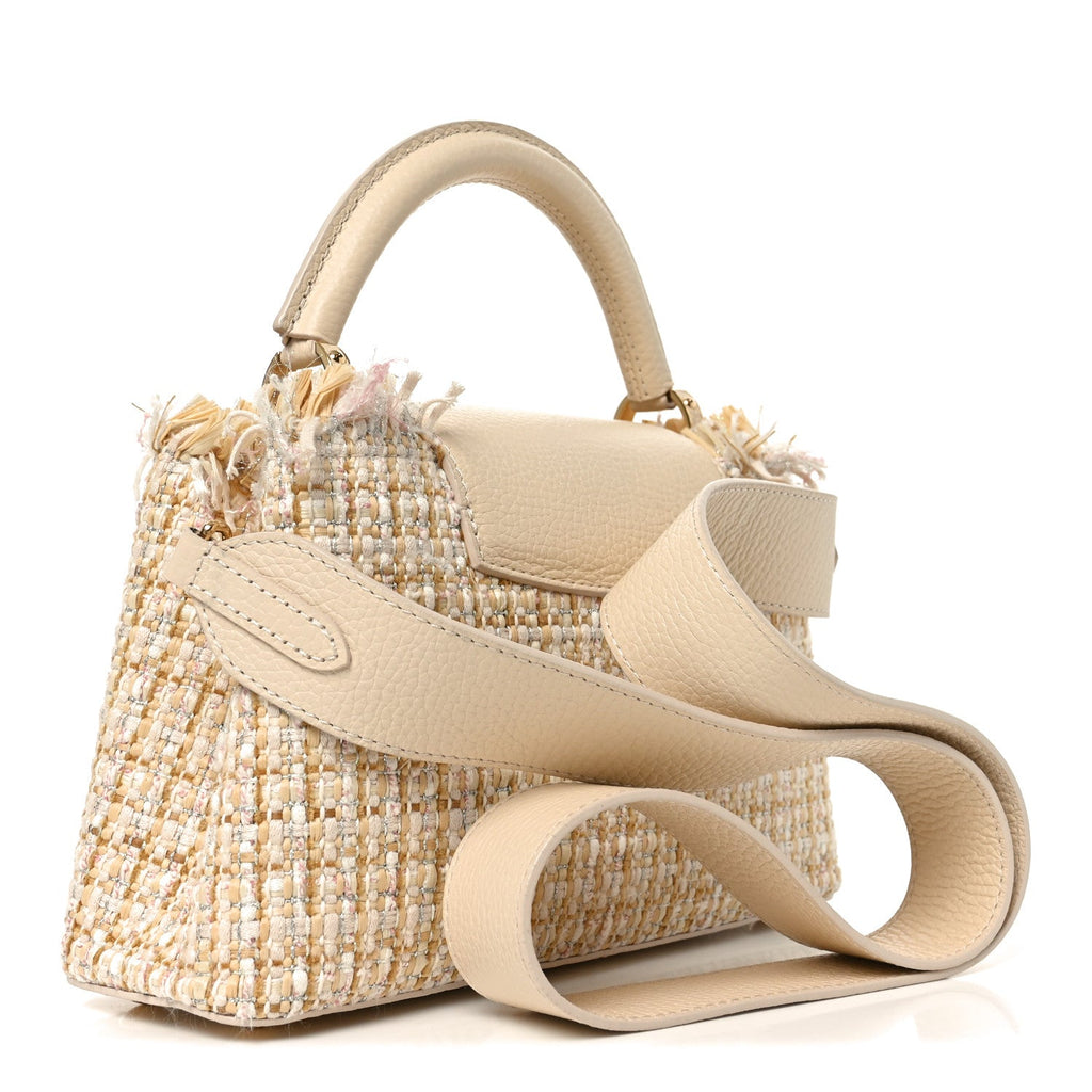 Louis Vuitton Tweed Taurillon Capucines BB Beige