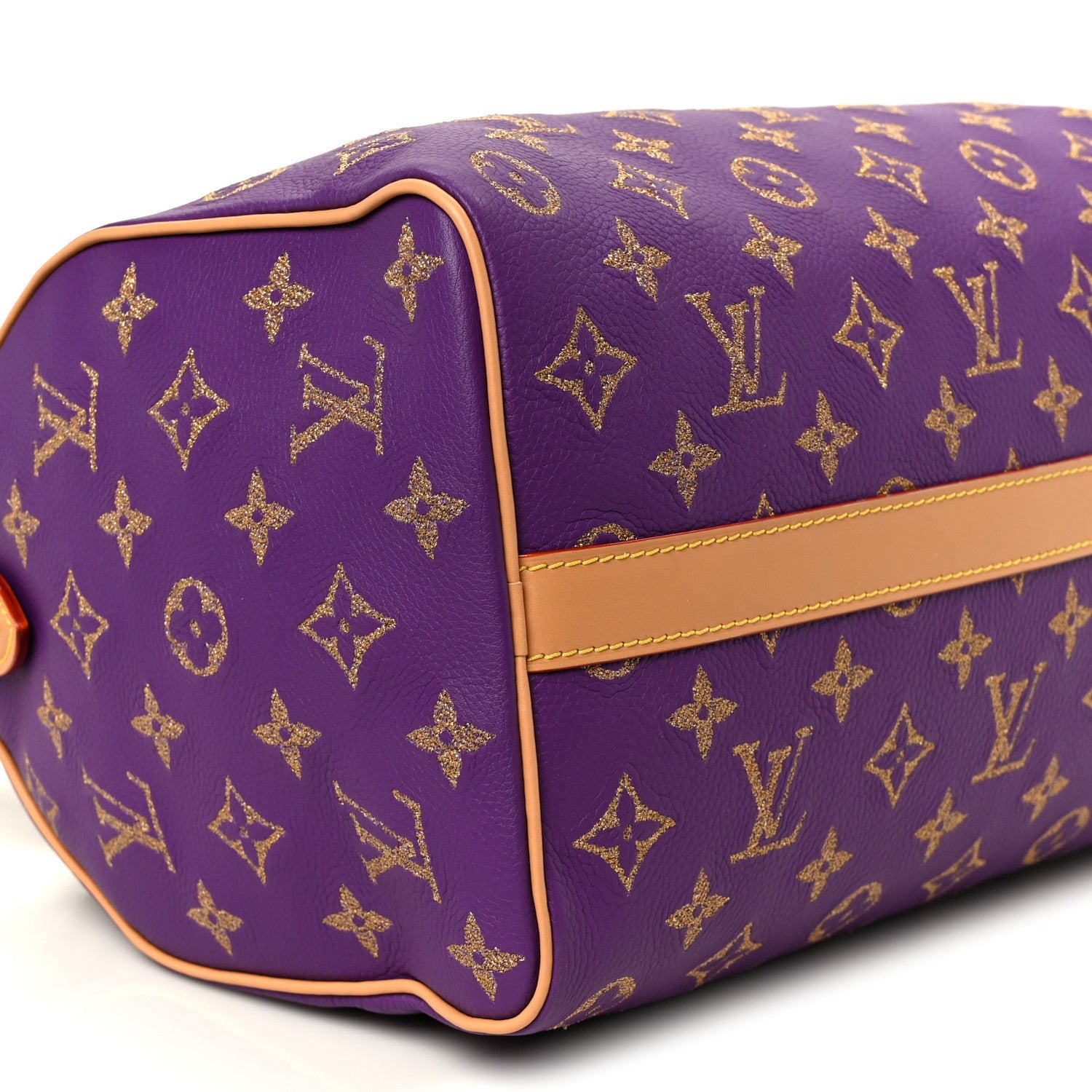 Louis Vuitton Calfskin Embroidered Monogram Speedy P9 Bandouliere 30 Golden Lotus Purple