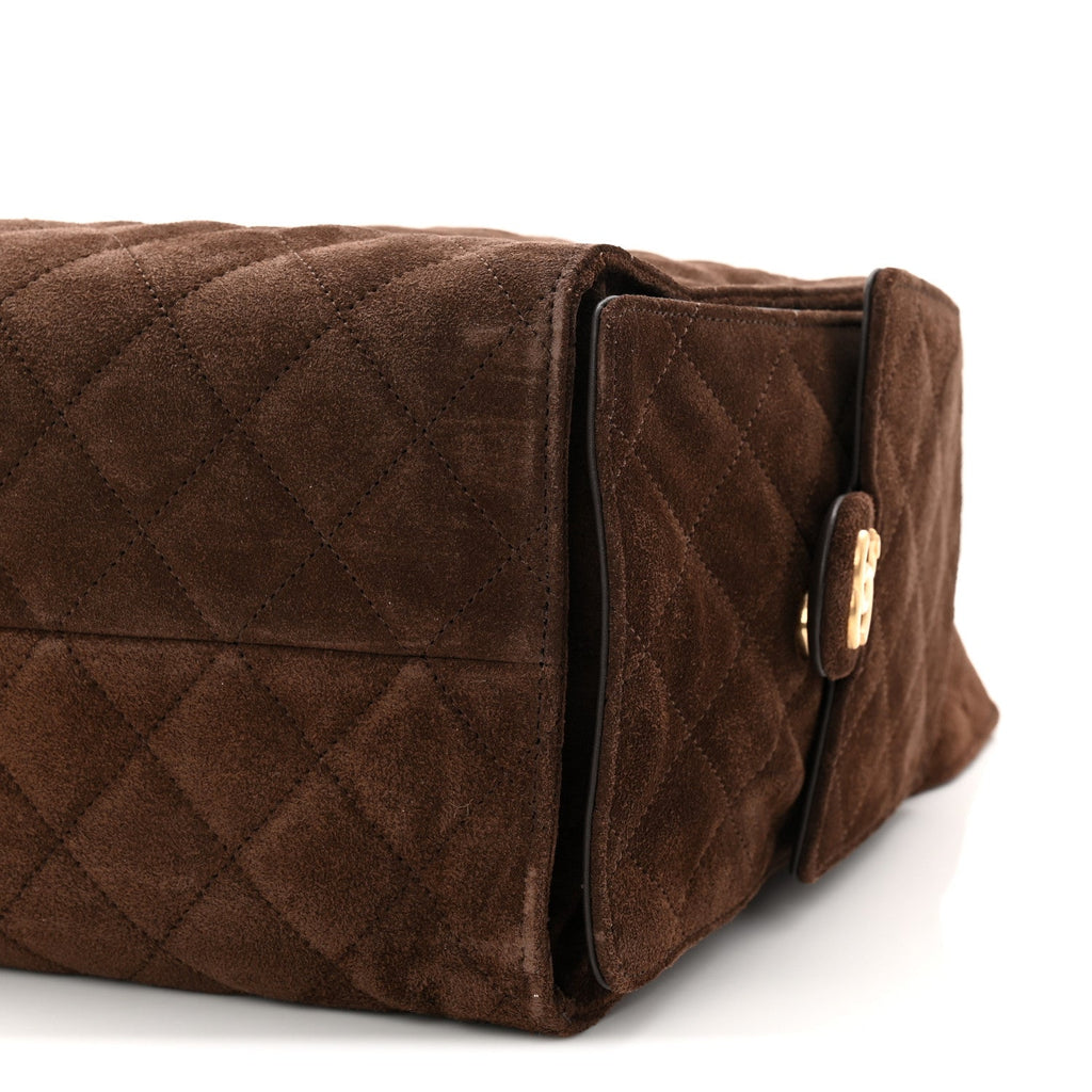 Chanel Suede Quilted Medium Chanel 25 Handbag Dark Brown