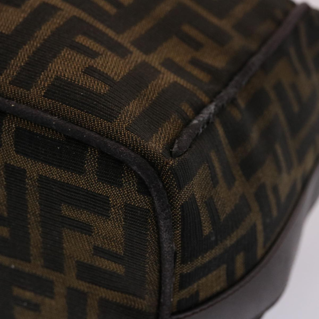 FENDI Zucca Canvas Vanity Hand Bag Nylon Brown Black  48013