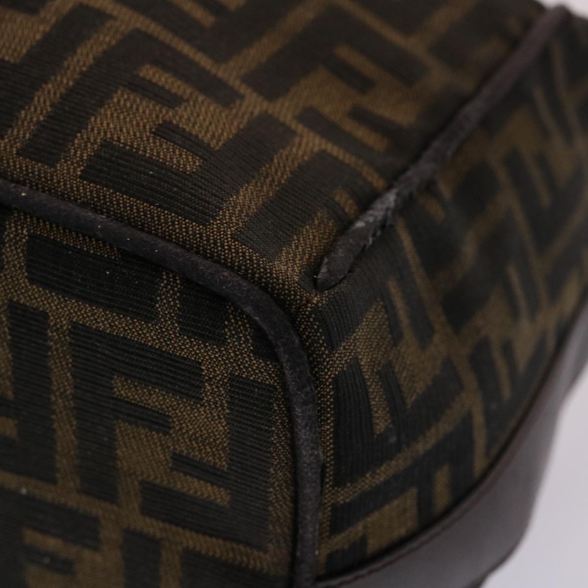 FENDI Zucca Canvas Vanity Hand Bag Nylon Brown Black  48013