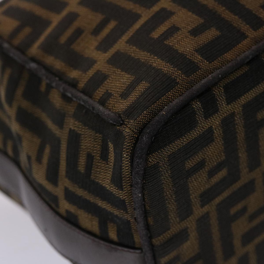FENDI Zucca Canvas Vanity Hand Bag Nylon Brown Black  48013