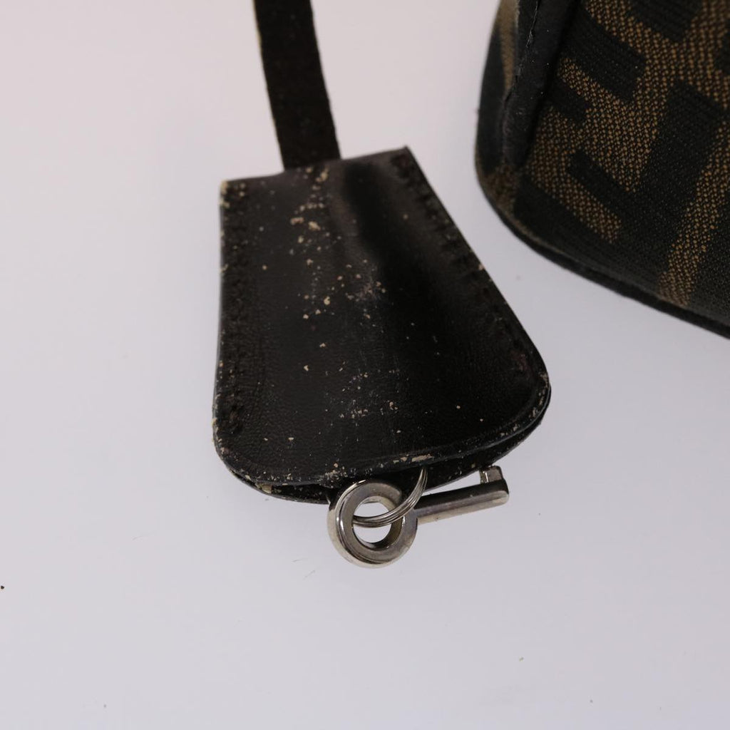 FENDI Zucca Canvas Vanity Hand Bag Nylon Brown Black  48013