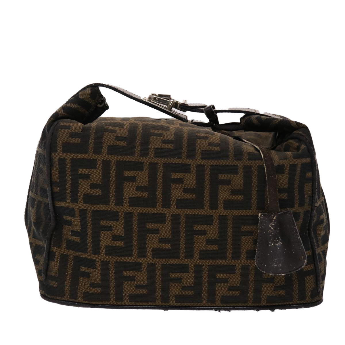 FENDI Zucca Canvas Vanity Hand Bag Nylon Brown Black  48013
