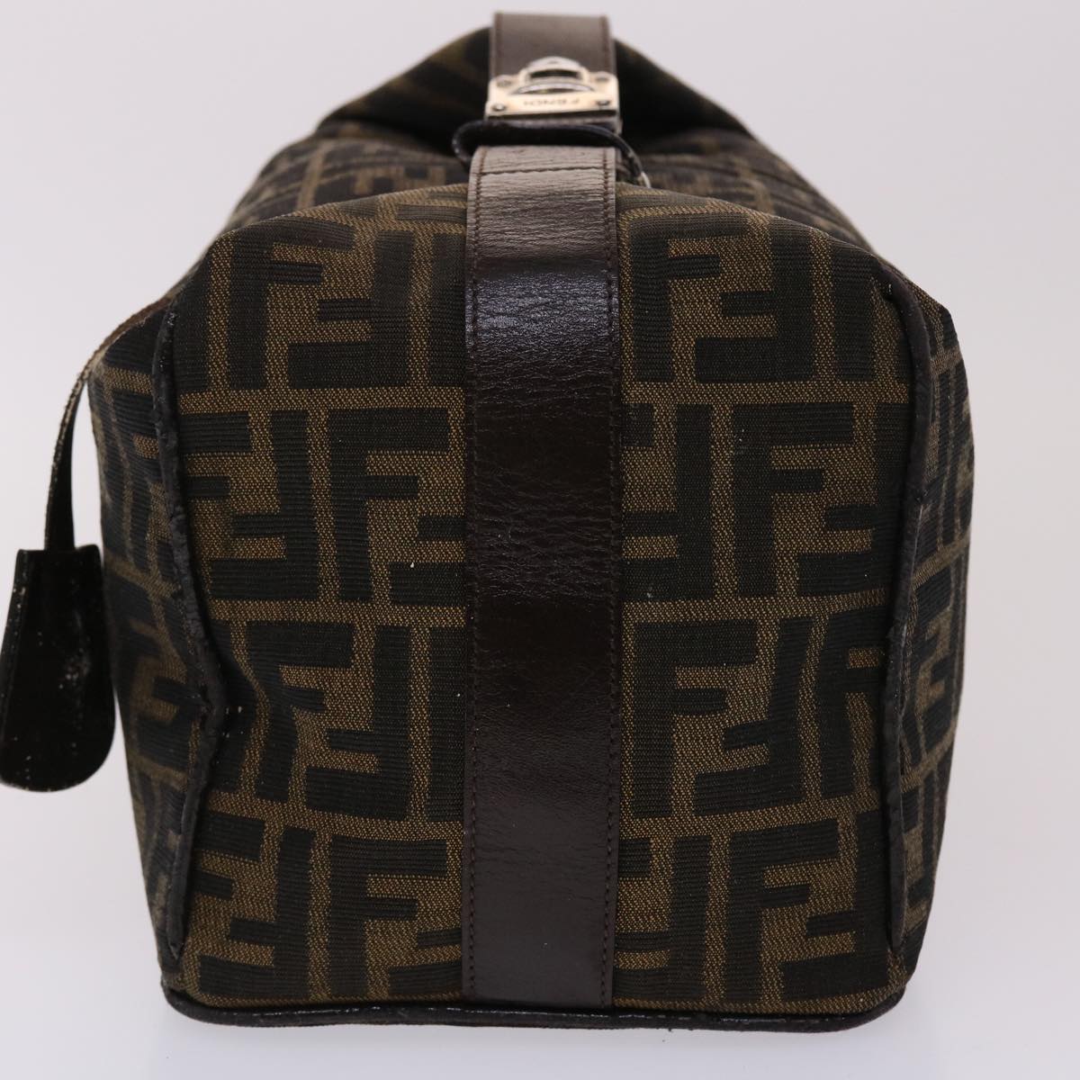 FENDI Zucca Canvas Vanity Hand Bag Nylon Brown Black  48013
