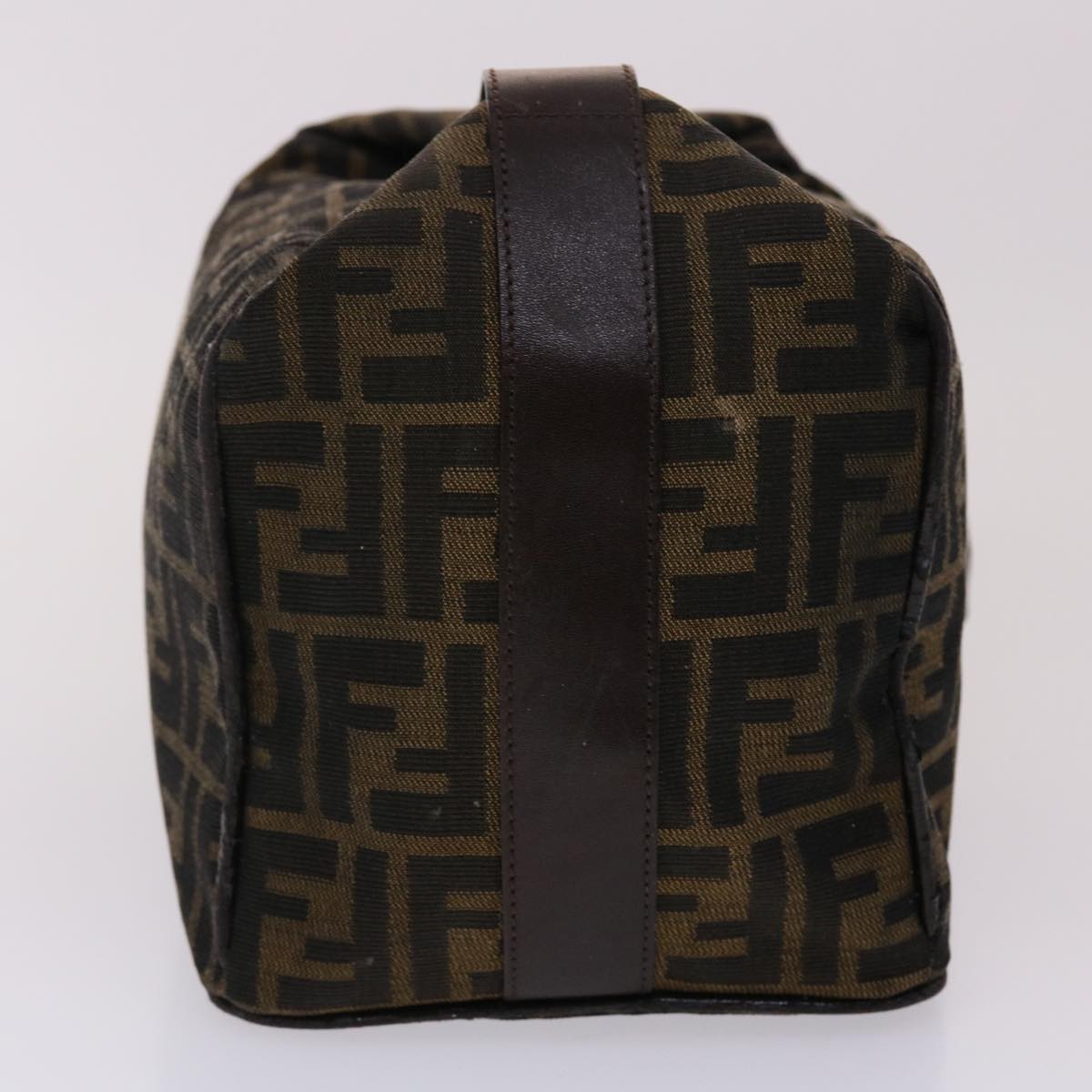 FENDI Zucca Canvas Vanity Hand Bag Nylon Brown Black  48013