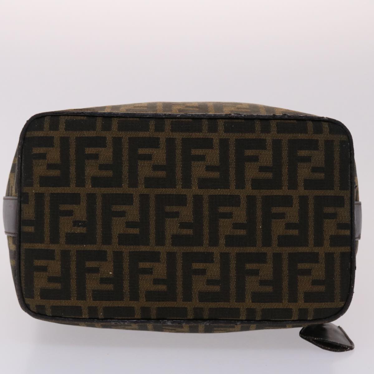 FENDI Zucca Canvas Vanity Hand Bag Nylon Brown Black  48013