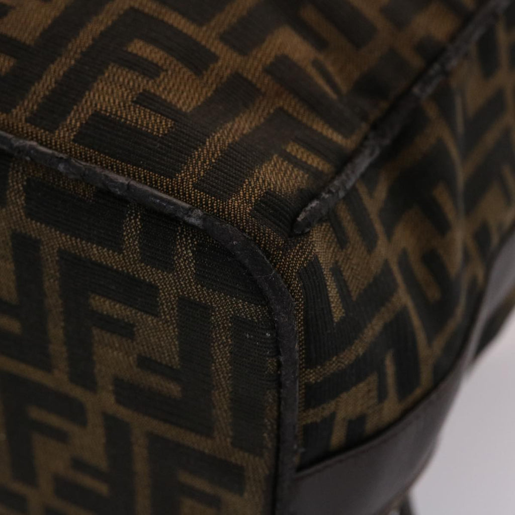 FENDI Zucca Canvas Vanity Hand Bag Nylon Brown Black  48013