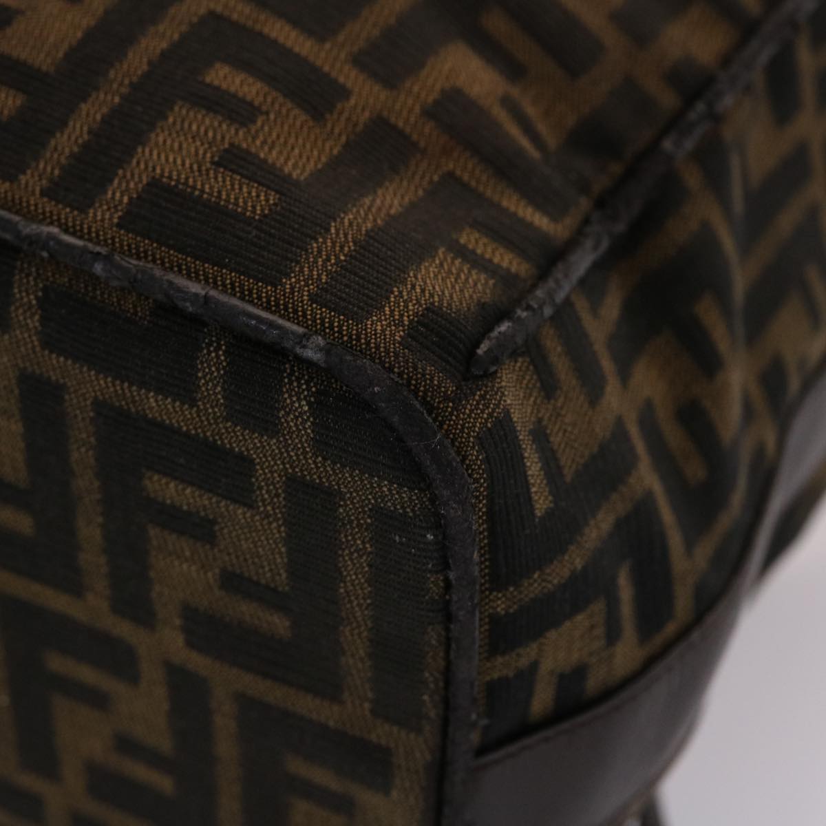 FENDI Zucca Canvas Vanity Hand Bag Nylon Brown Black  48013