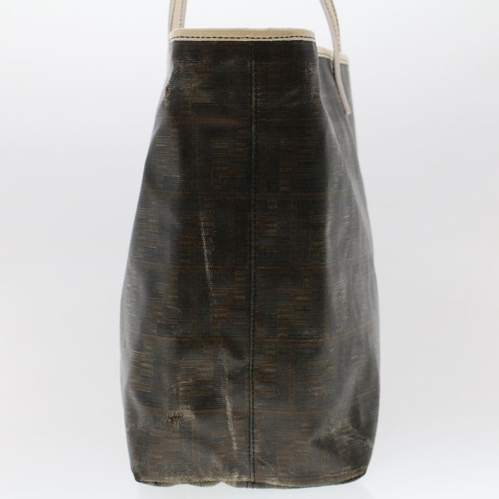 FENDI Zucca Canvas Tote Bag Coated Canvas Dark Brown  48017