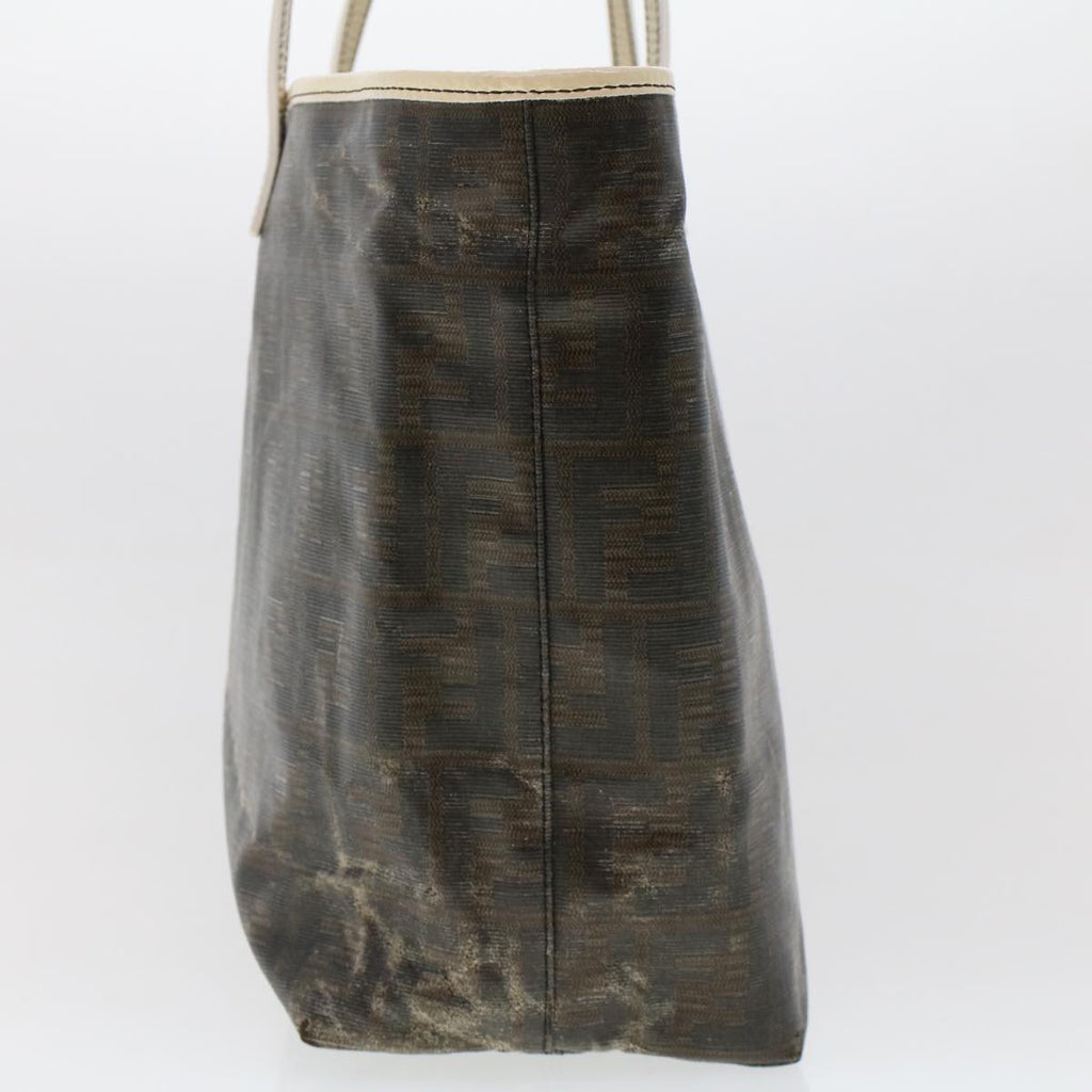FENDI Zucca Canvas Tote Bag Coated Canvas Dark Brown  48017
