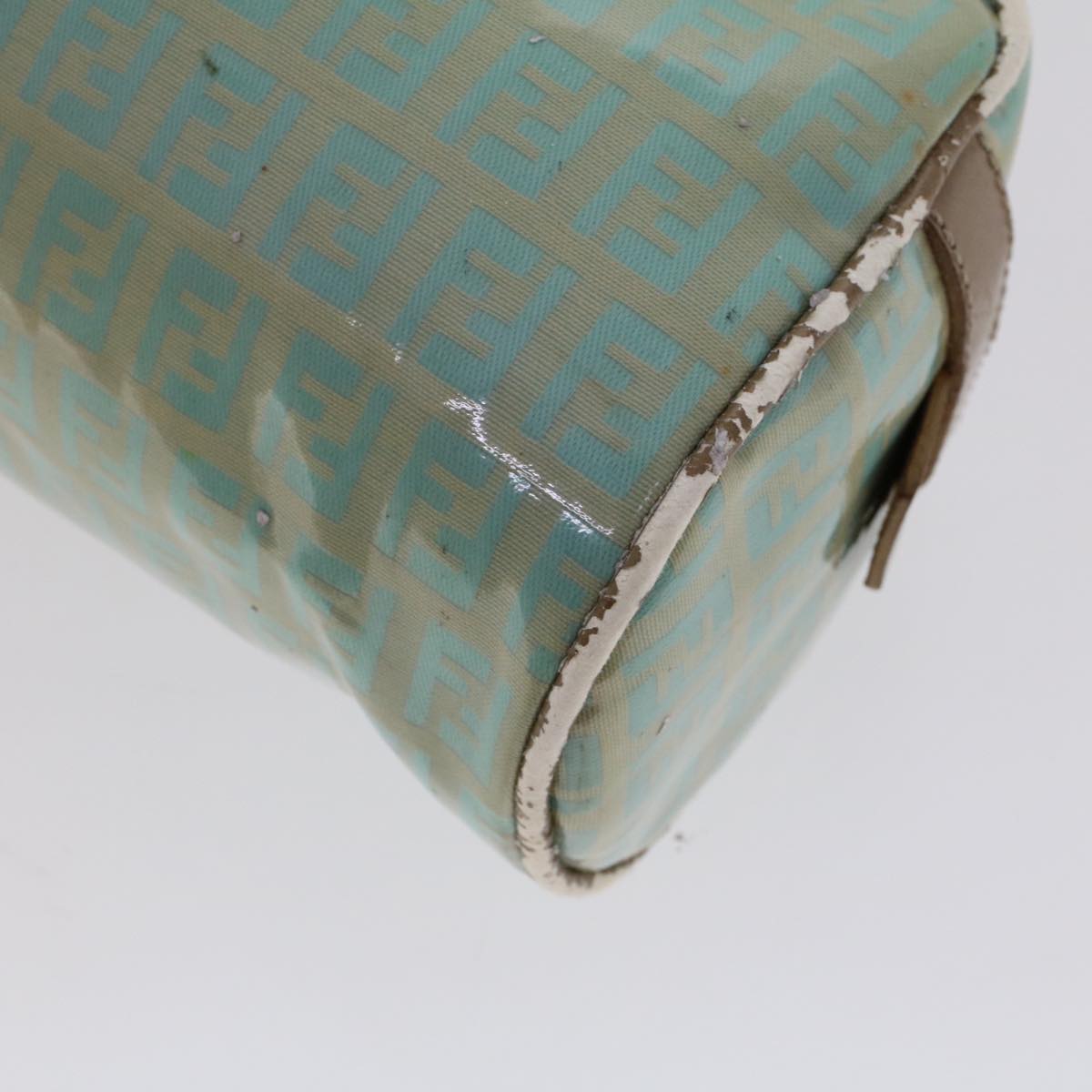 FENDI Zucchino Canvas Hand Bag Coated Canvas Light Blue  48018