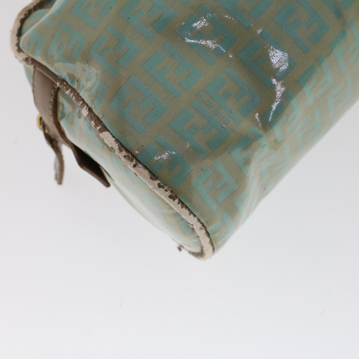 FENDI Zucchino Canvas Hand Bag Coated Canvas Light Blue  48018