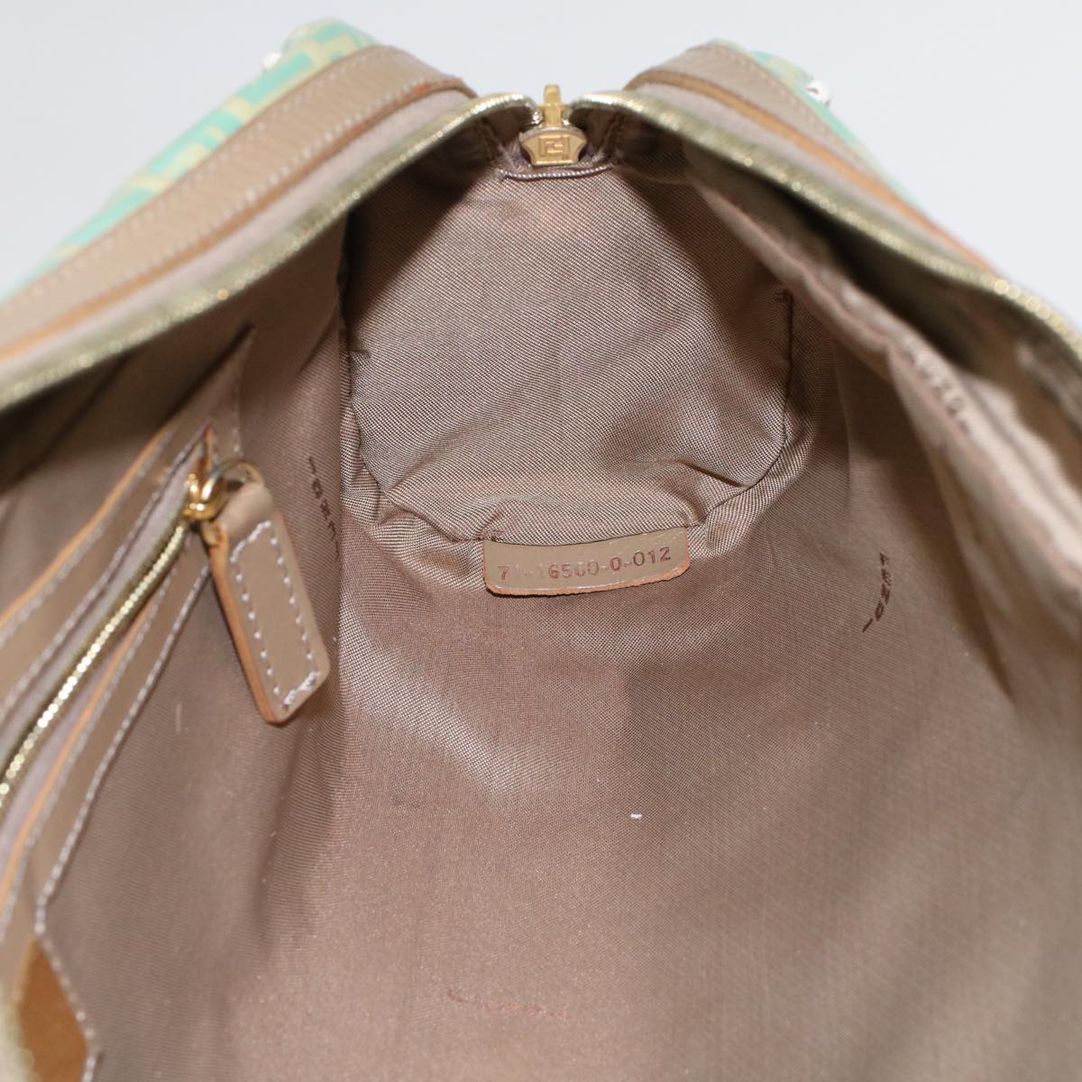 FENDI Zucchino Canvas Hand Bag Coated Canvas Light Blue  48018