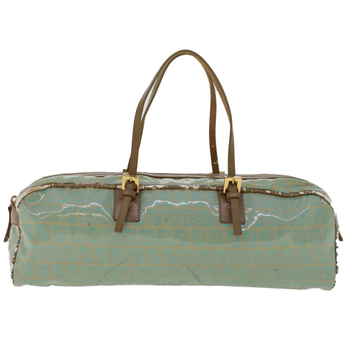 FENDI Zucchino Canvas Hand Bag Coated Canvas Light Blue  48018