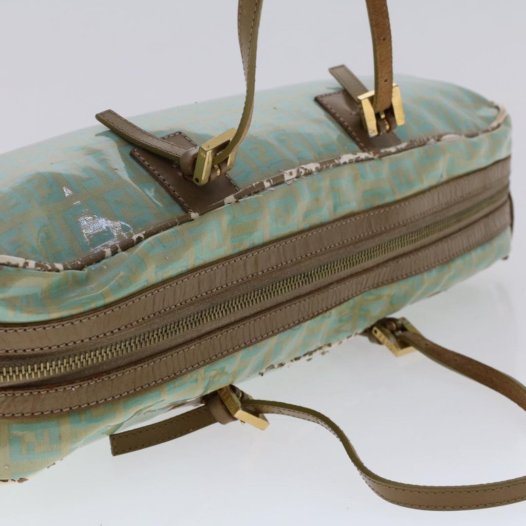 FENDI Zucchino Canvas Hand Bag Coated Canvas Light Blue  48018