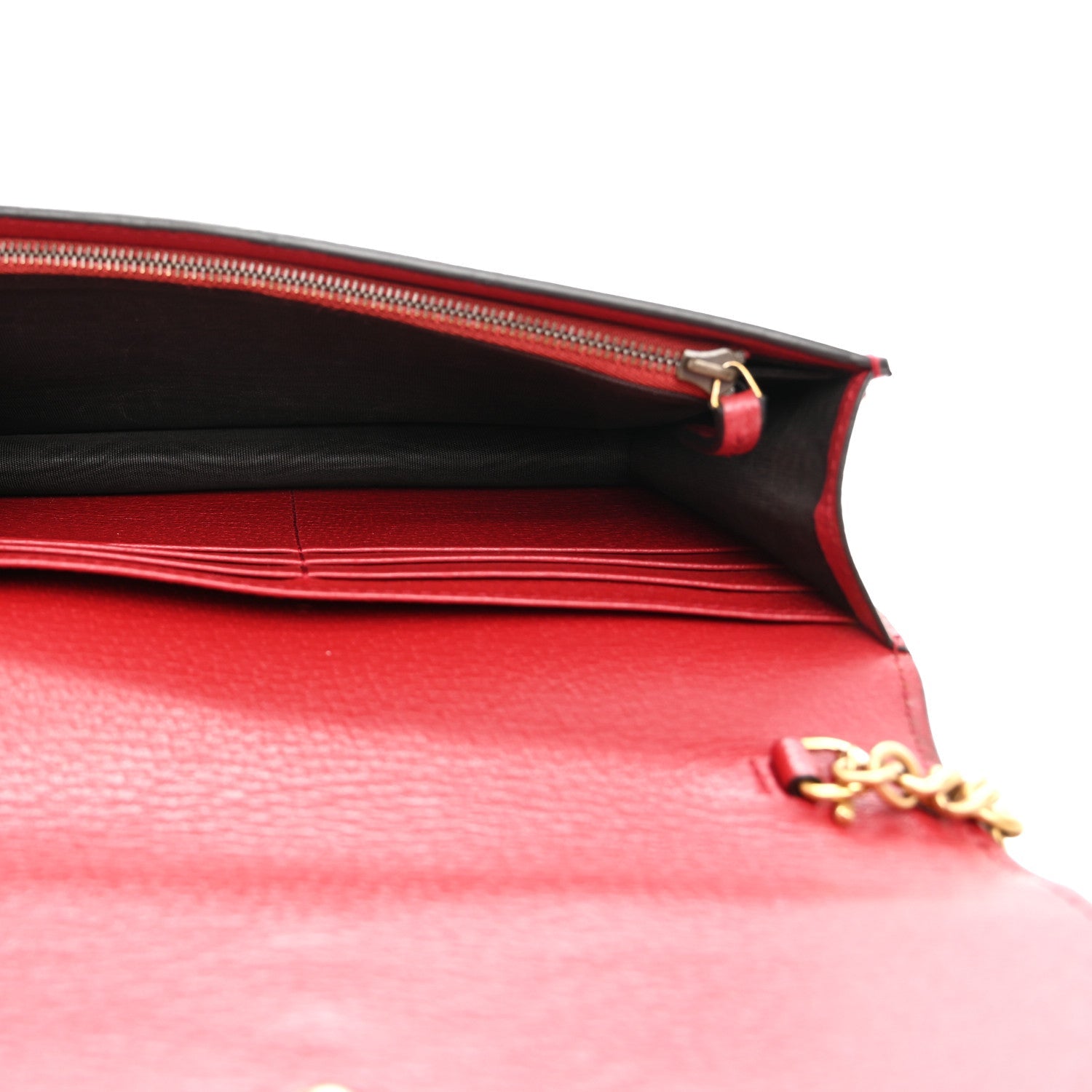Gucci GG Supreme Monogram Web Queen Margaret Chain Wallet Red