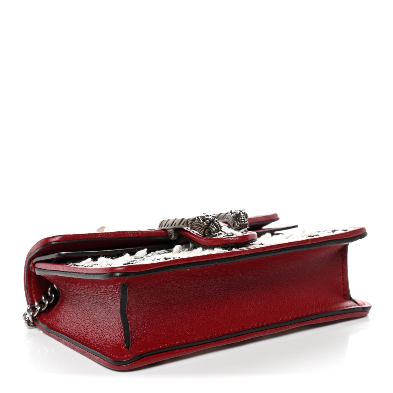 Gucci Tweed GG Monogram Super Mini Dionysus Shoulder Bag White Black Romantic Cherry