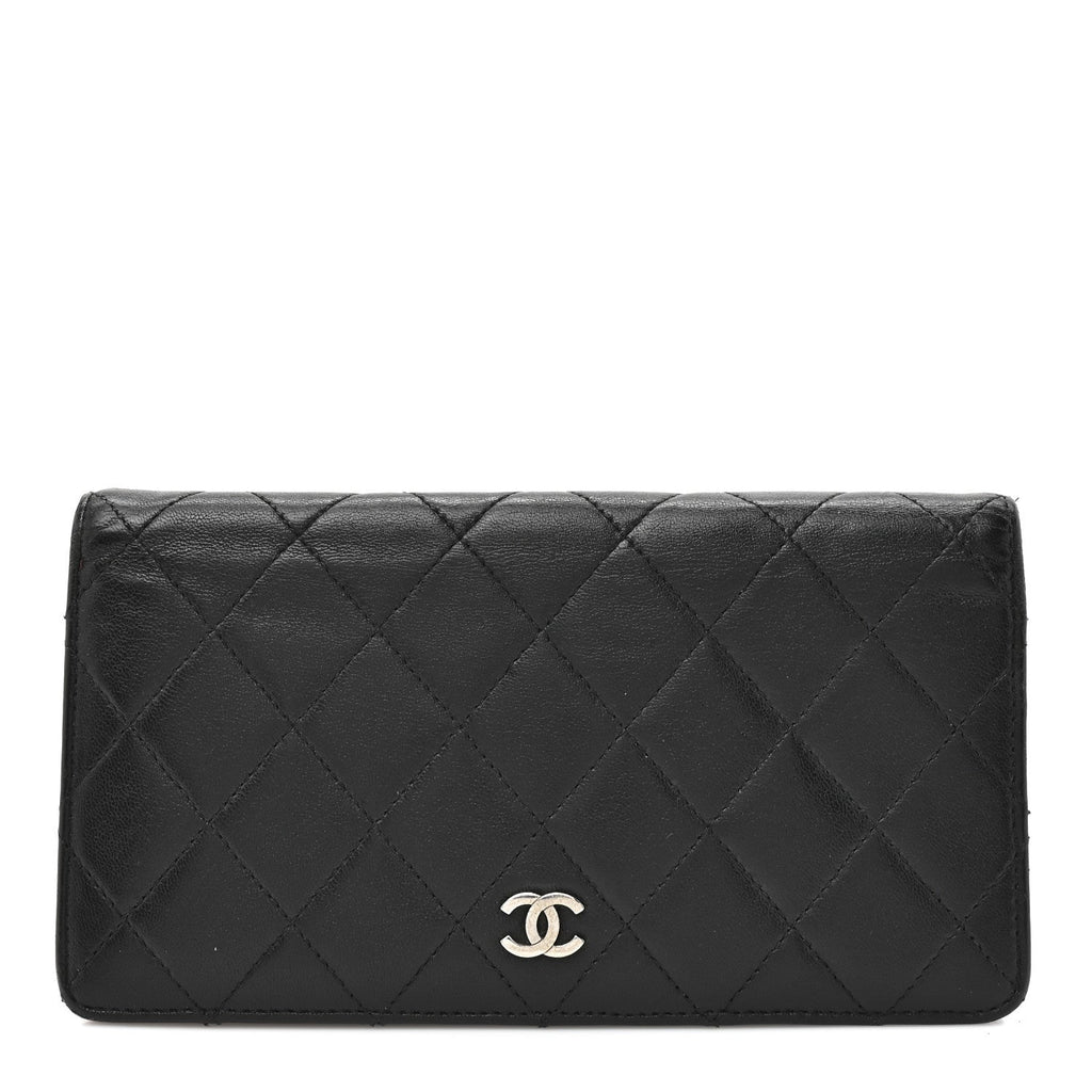 Lambskin Quilted Yen Wallet Black