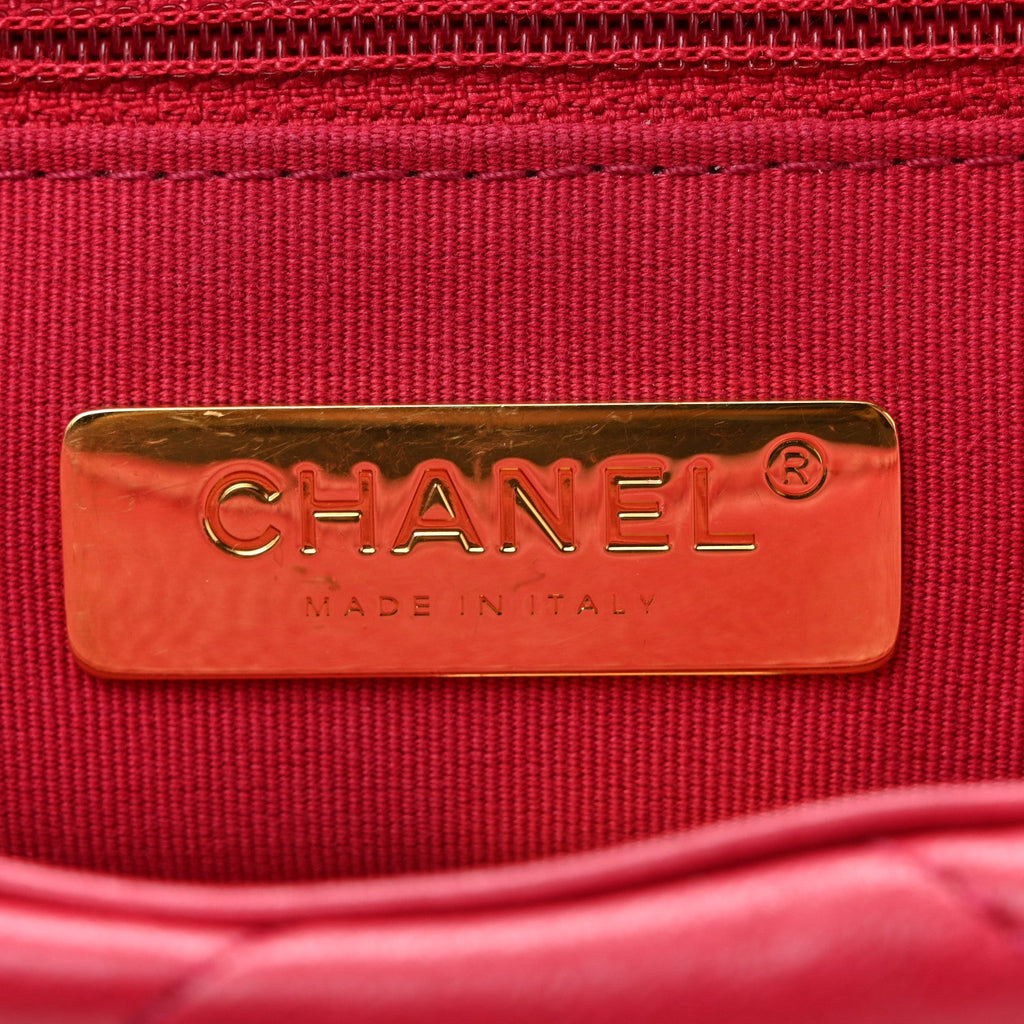 Chanel Lambskin Quilted Medium Chanel 19 Flap Dark Pink