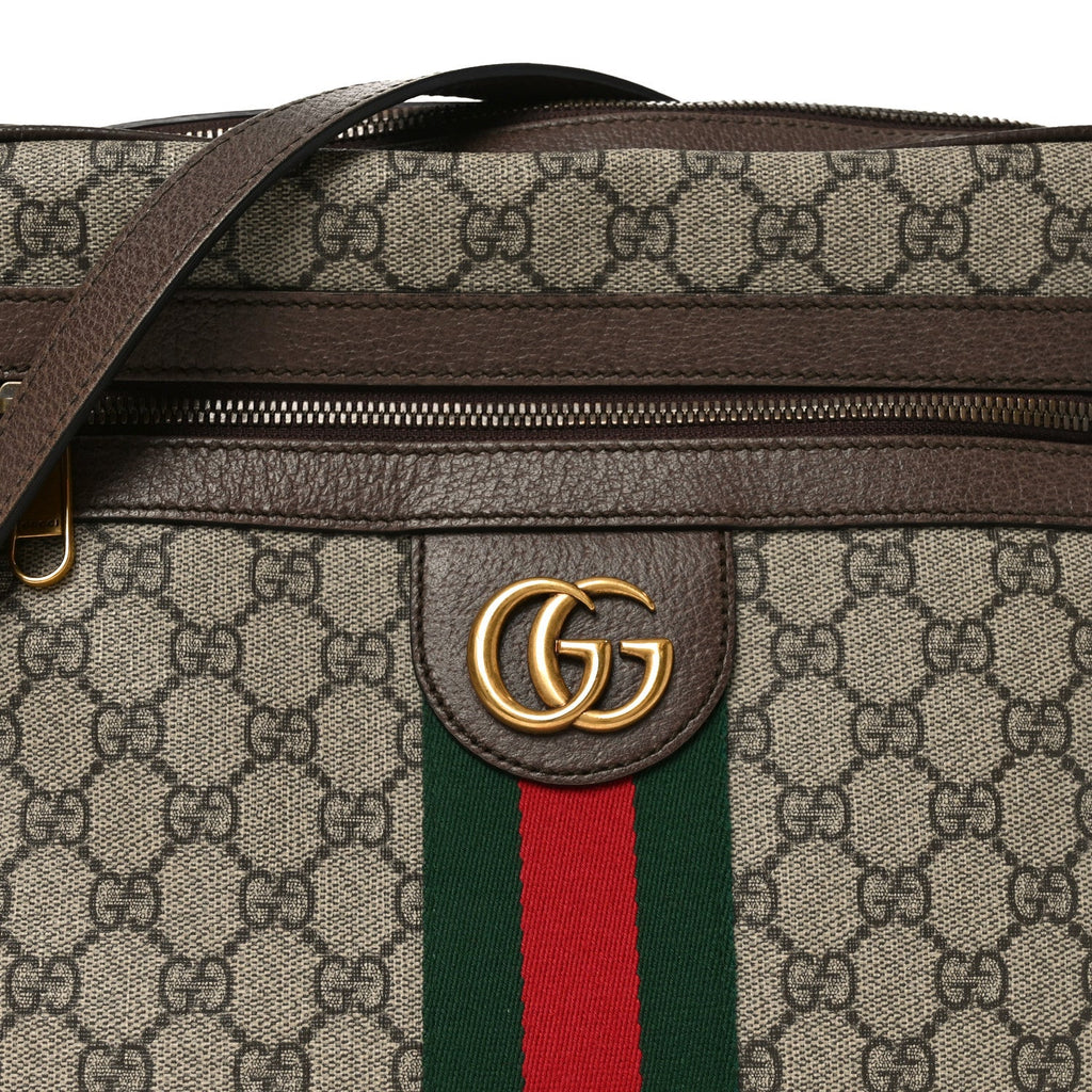 Gucci GG Supreme Monogram Web Medium Ophidia Messenger Bag Brown