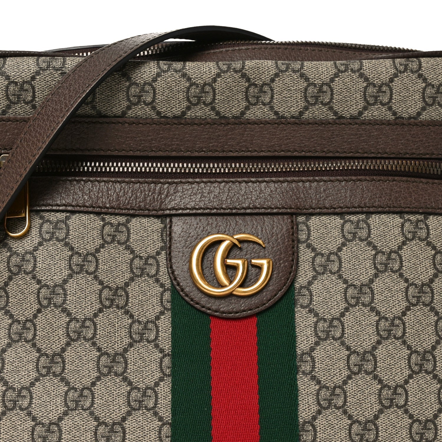 Gucci GG Supreme Monogram Web Medium Ophidia Messenger Bag Brown