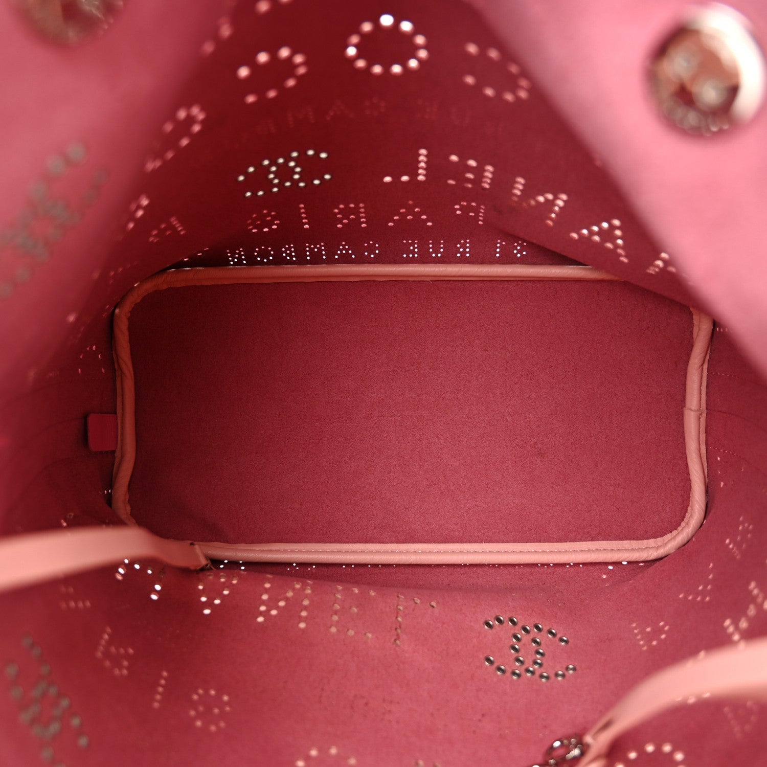 Chanel Calfskin Tweed Small Logo Eyelets Shopping Tote Pink