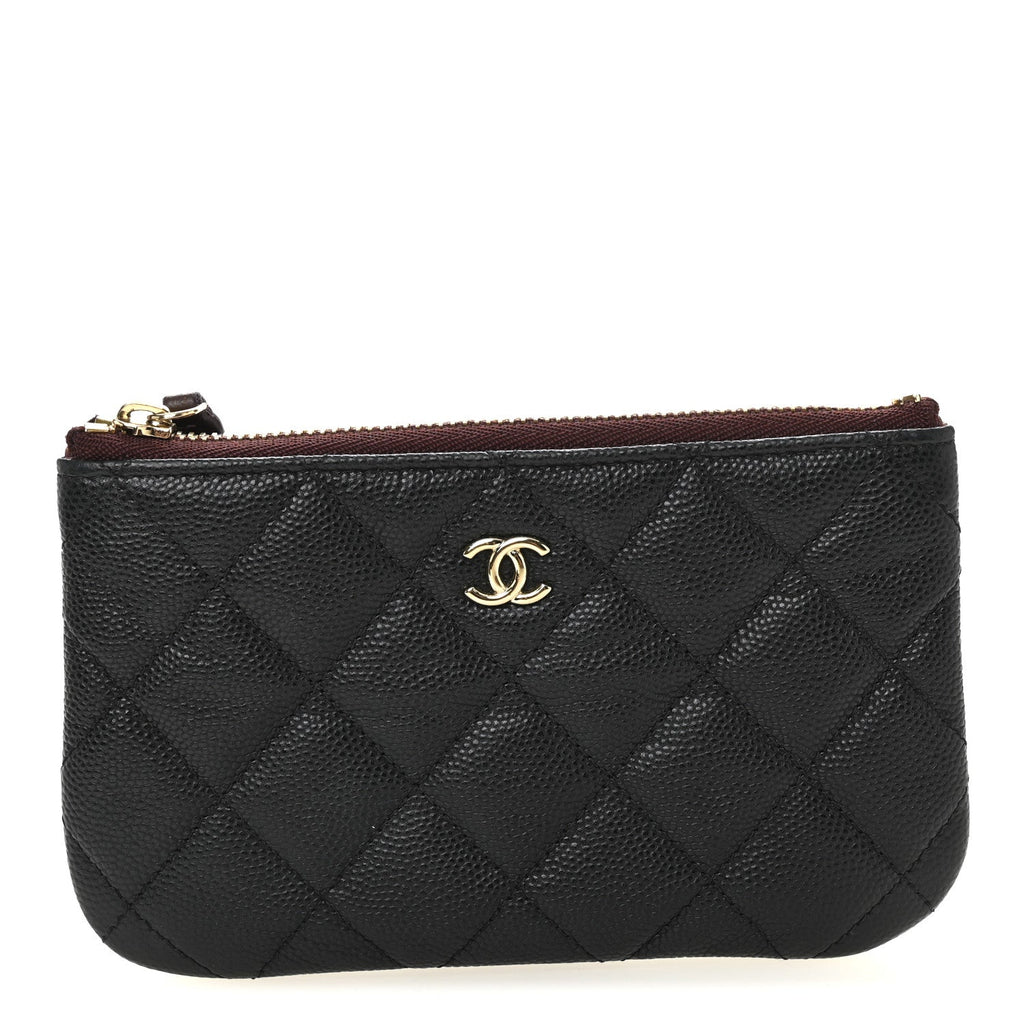 Caviar Quilted Small Cosmetic Case Black
