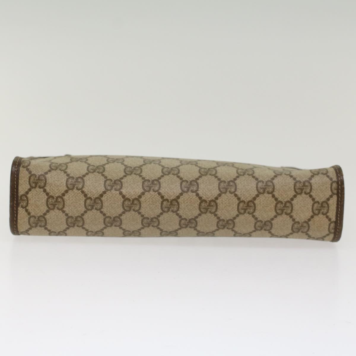 GUCCI GG Canvas Clutch Bag PVC Leather Beige 97.01.037  48147