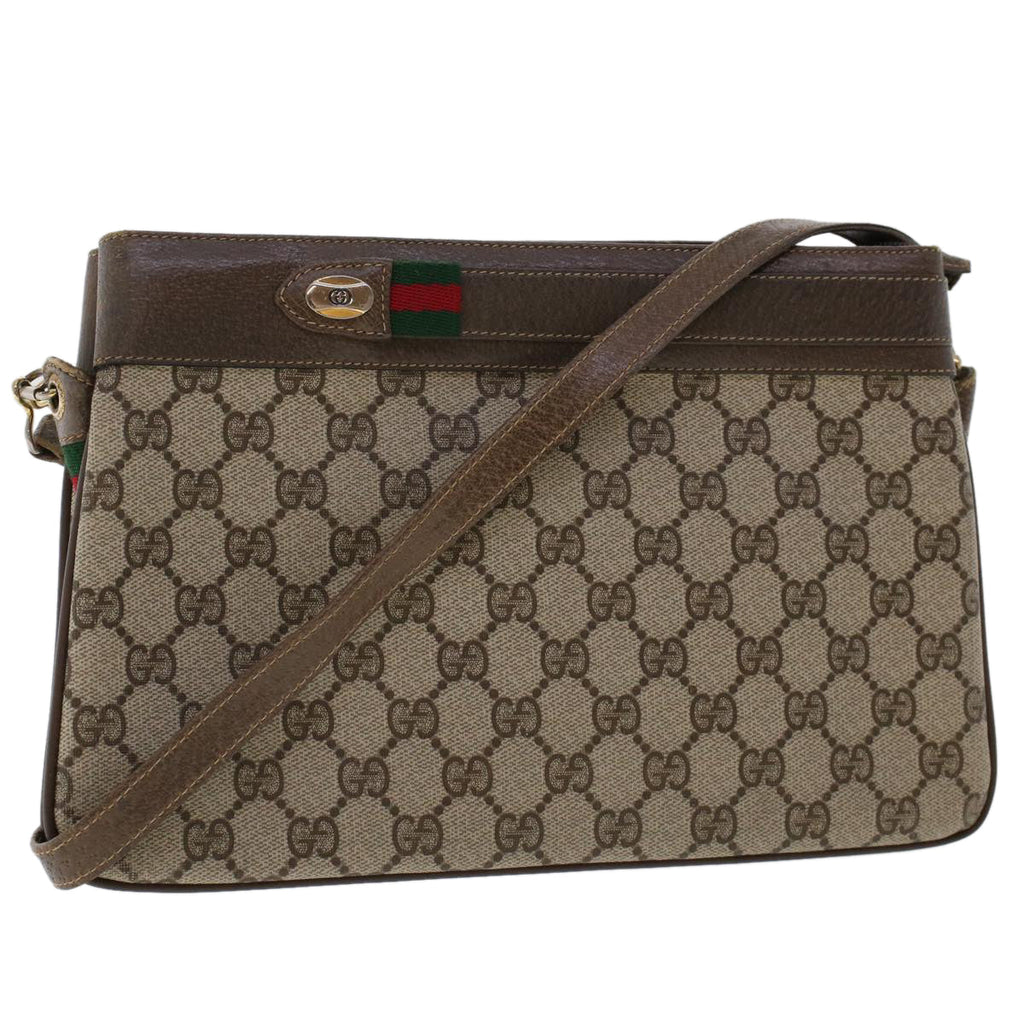 GUCCI GG Canvas Web Sherry Line Shoulder Bag Beige Red 904.02.035..  48148