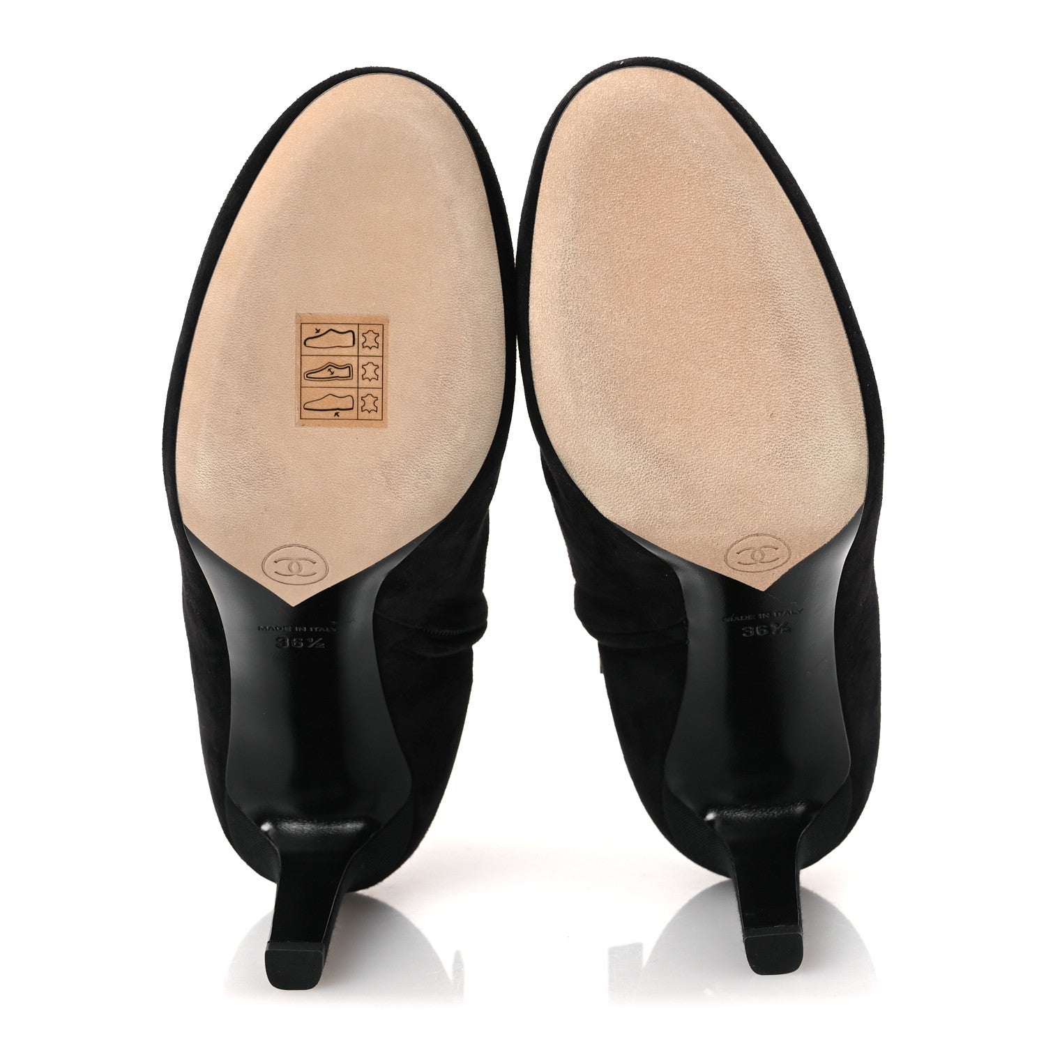 Chanel Suede Grosgrain CC Short Boots 36.5 Black