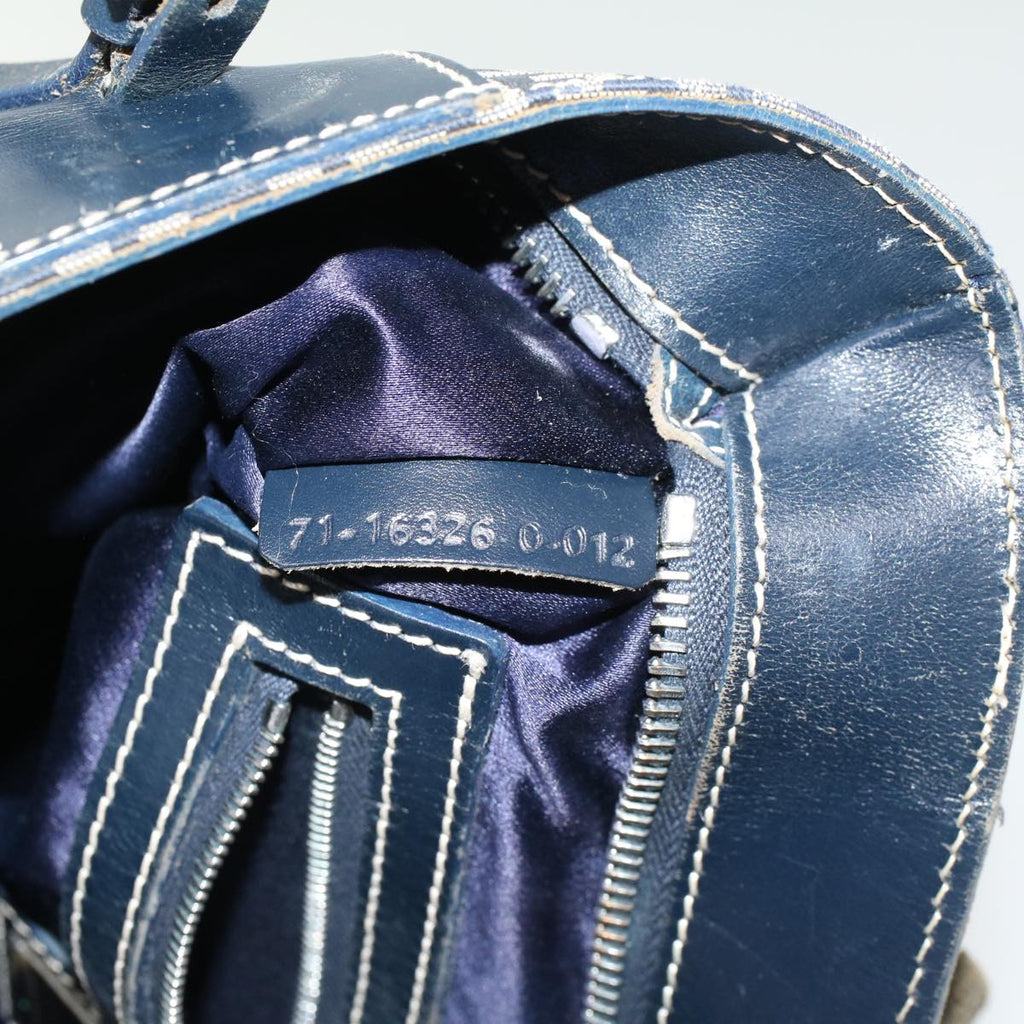 FENDI Zucchino Canvas Shoulder Bag Nylon Navy  48160