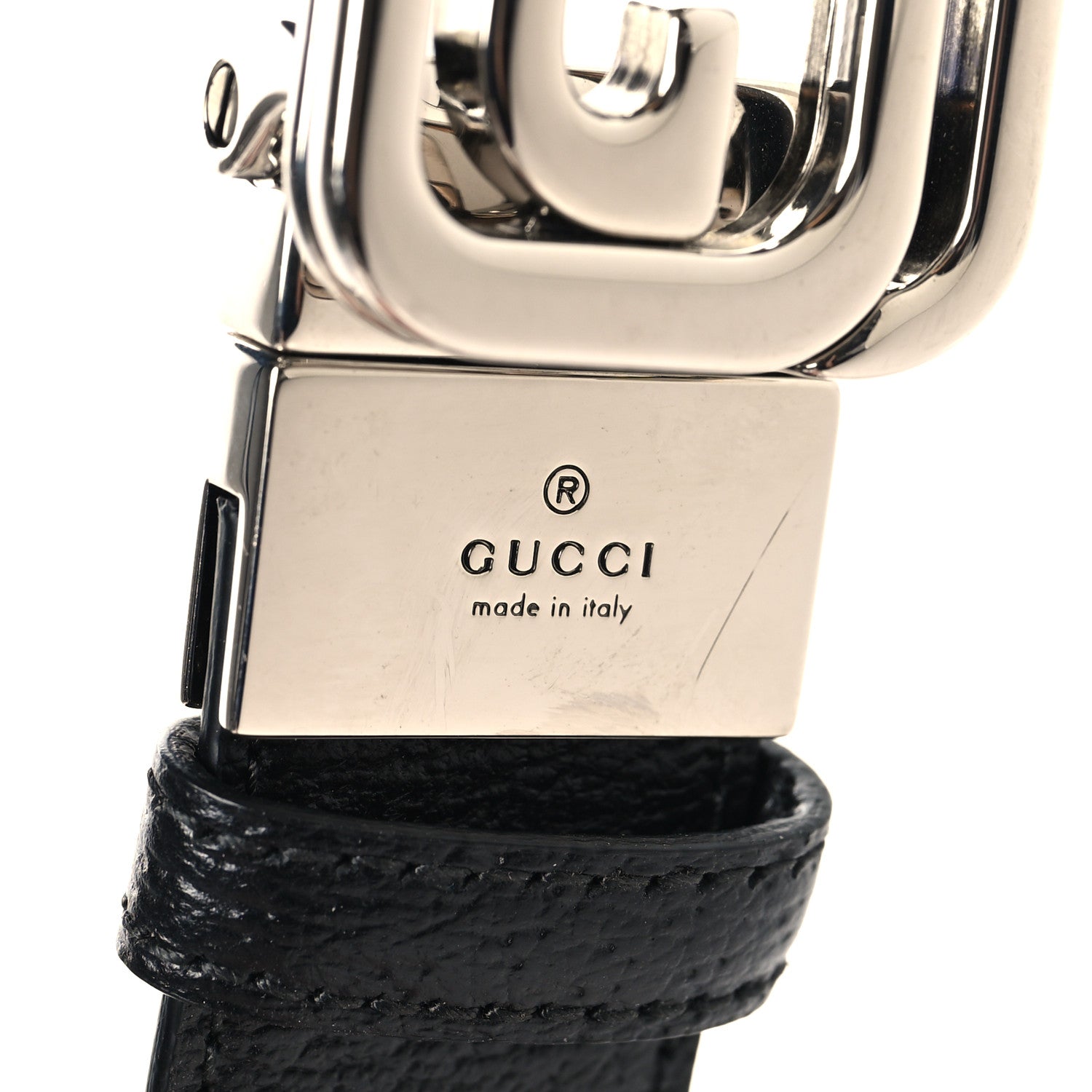 Gucci Textured Dollar Calfskin Squared Interlocking G 30mm Reversible Belt 85 34 Black