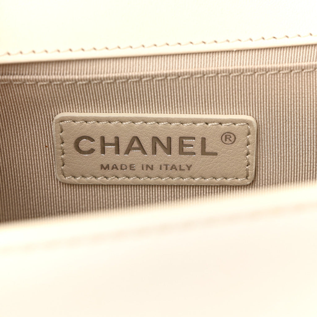 Chanel Lambskin Perforated Medium Boy Flap White