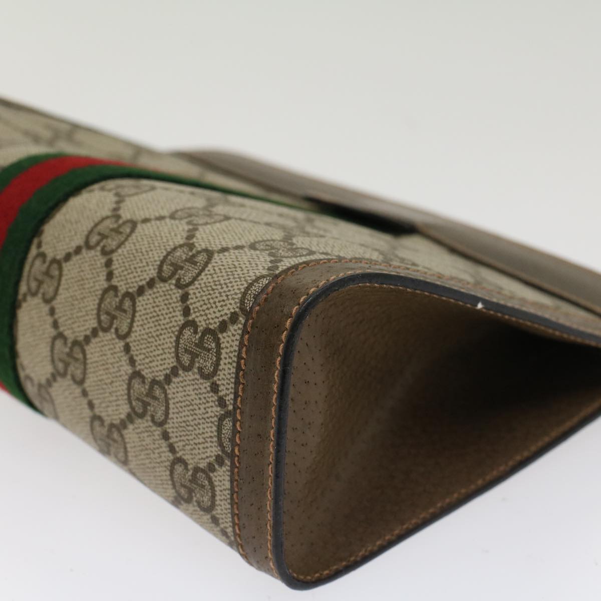 GUCCI GG Canvas Web Sherry Line Clutch Bag Beige Red Green 89.01.001  48199