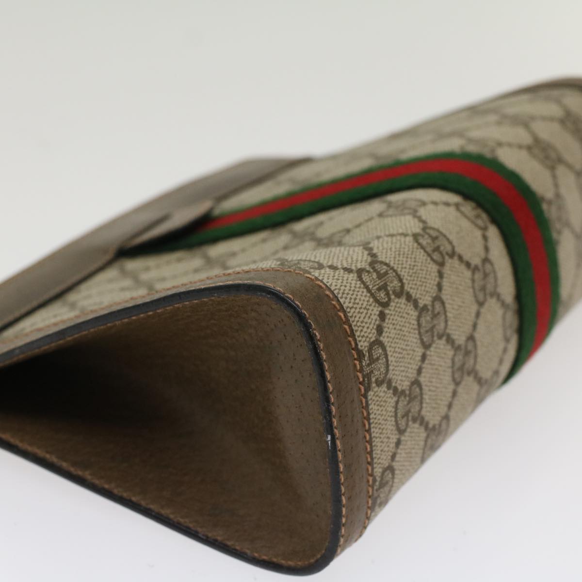 GUCCI GG Canvas Web Sherry Line Clutch Bag Beige Red Green 89.01.001  48199