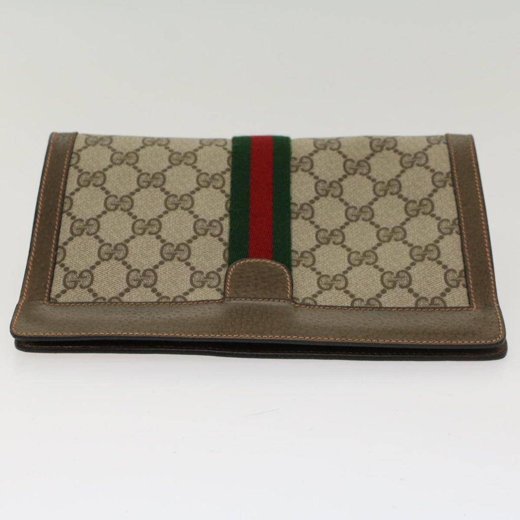 GUCCI GG Canvas Web Sherry Line Clutch Bag Beige Red Green 89.01.001  48199