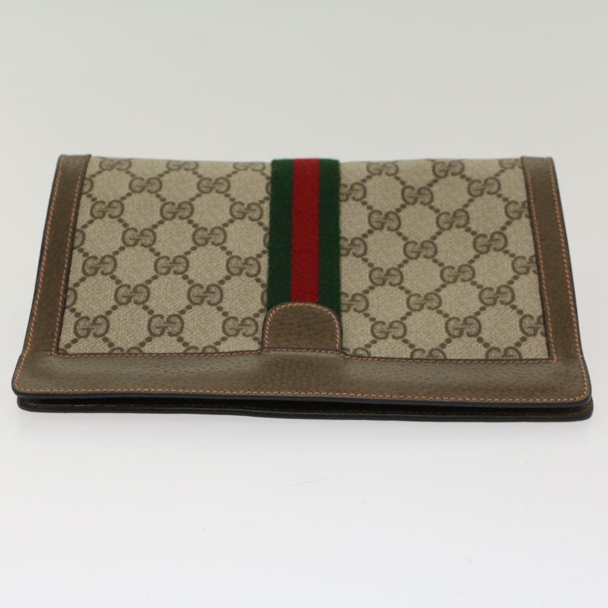 GUCCI GG Canvas Web Sherry Line Clutch Bag Beige Red Green 89.01.001  48199