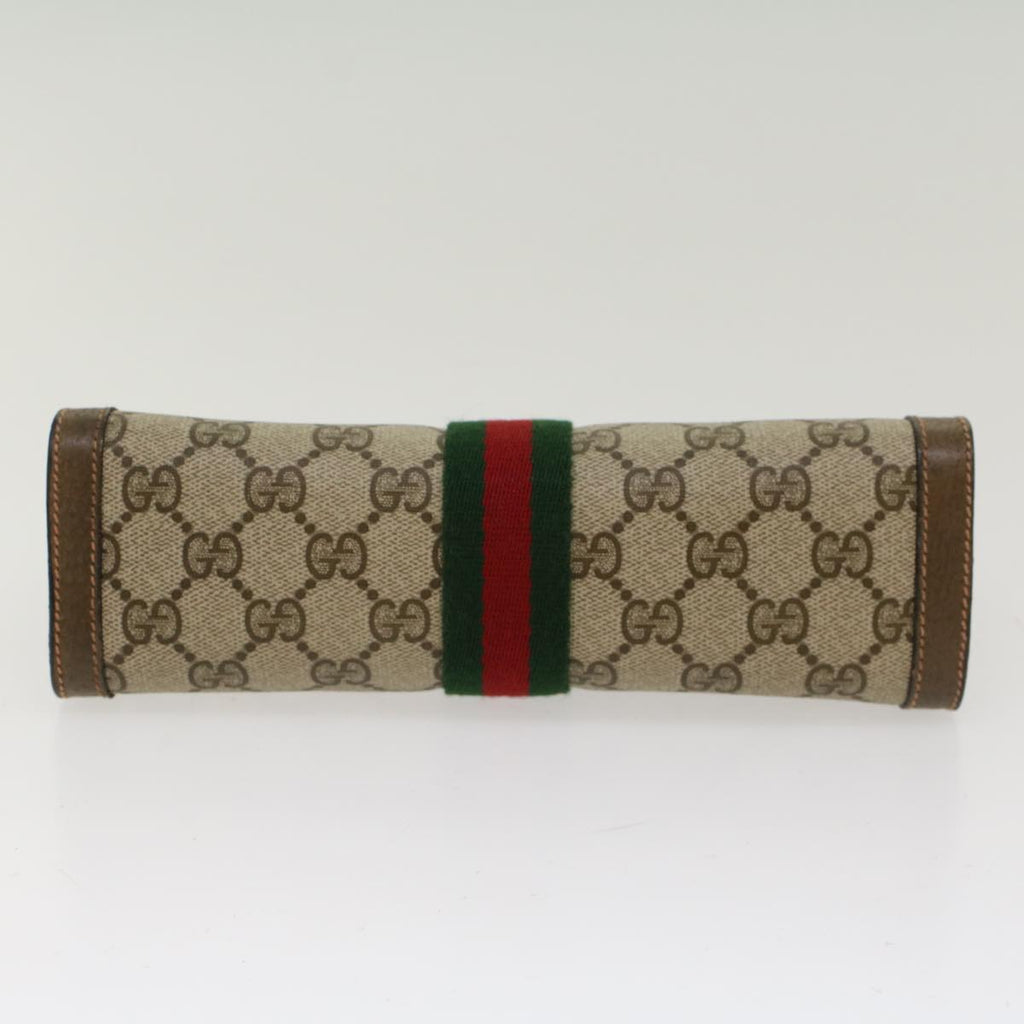GUCCI GG Canvas Web Sherry Line Clutch Bag Beige Red Green 89.01.001  48199