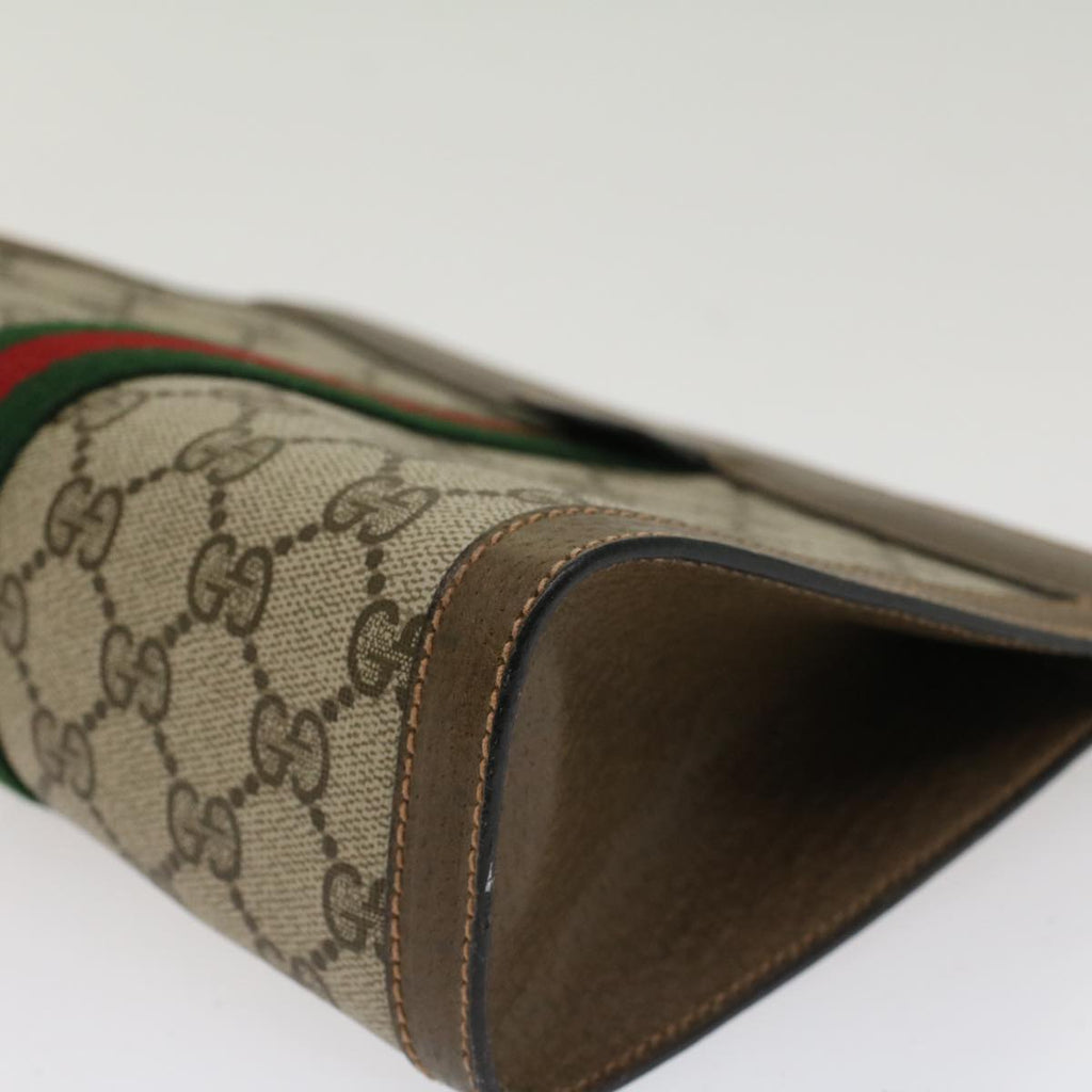 GUCCI GG Canvas Web Sherry Line Clutch Bag Beige Red Green 89.01.001  48199