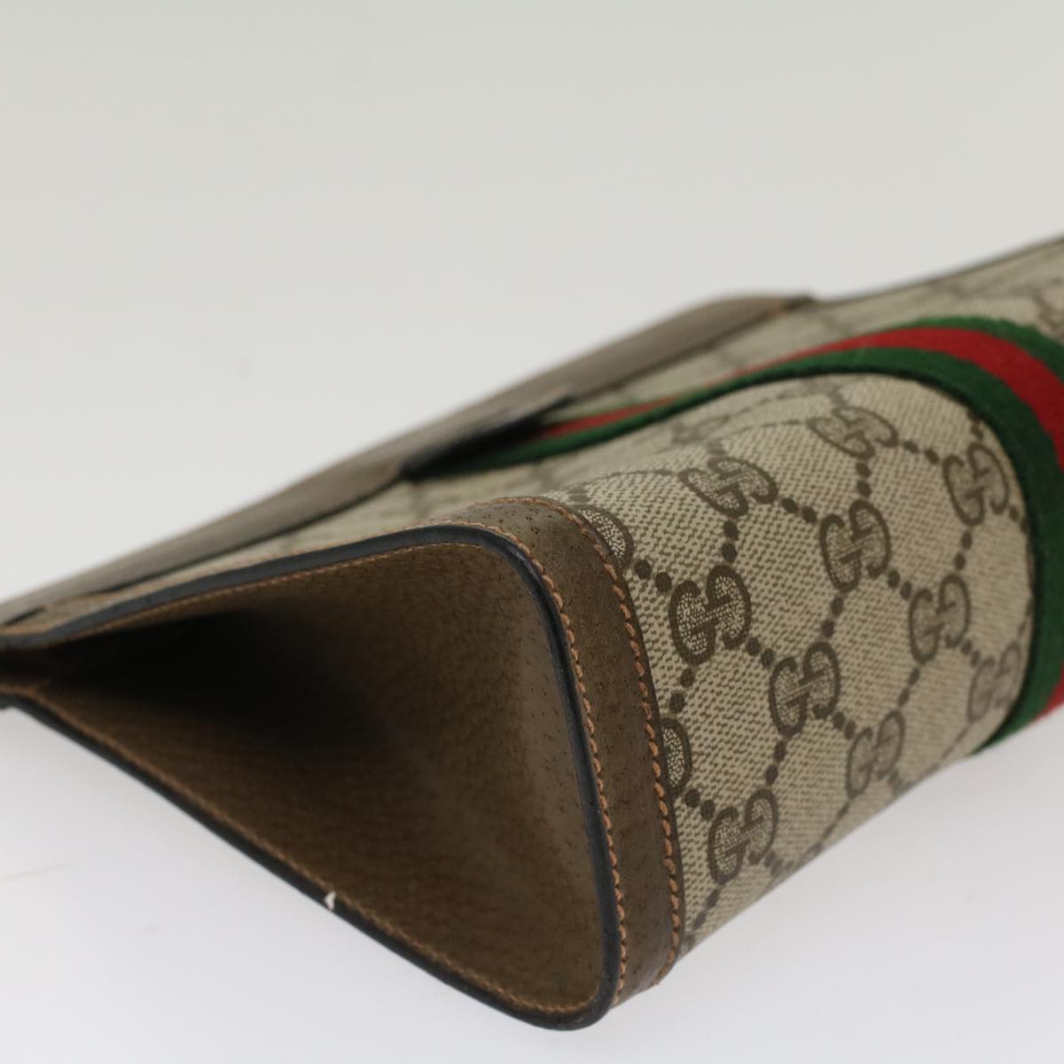 GUCCI GG Canvas Web Sherry Line Clutch Bag Beige Red Green 89.01.001  48199