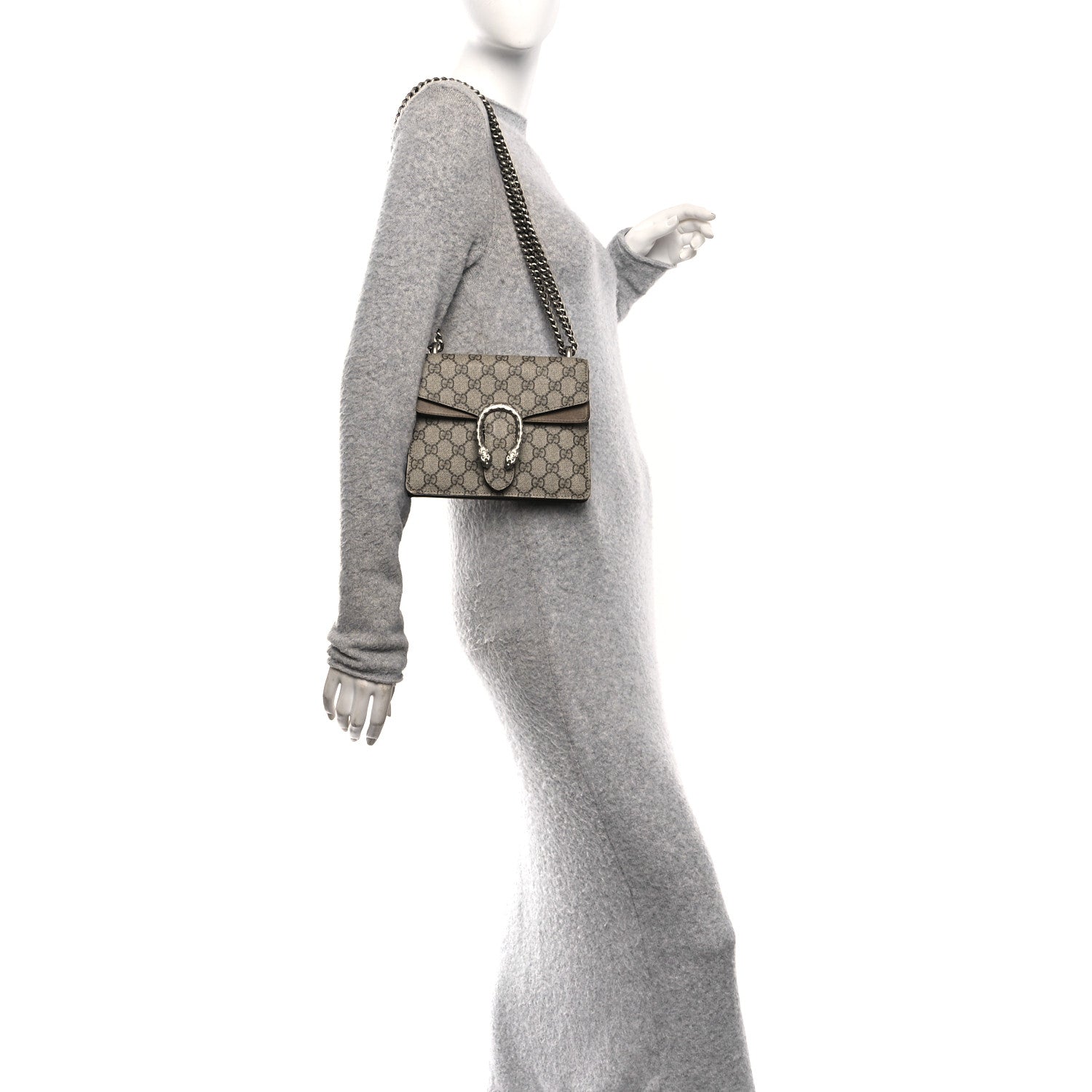 Gucci GG Supreme Monogram Mini Dionysus Shoulder Bag Taupe
