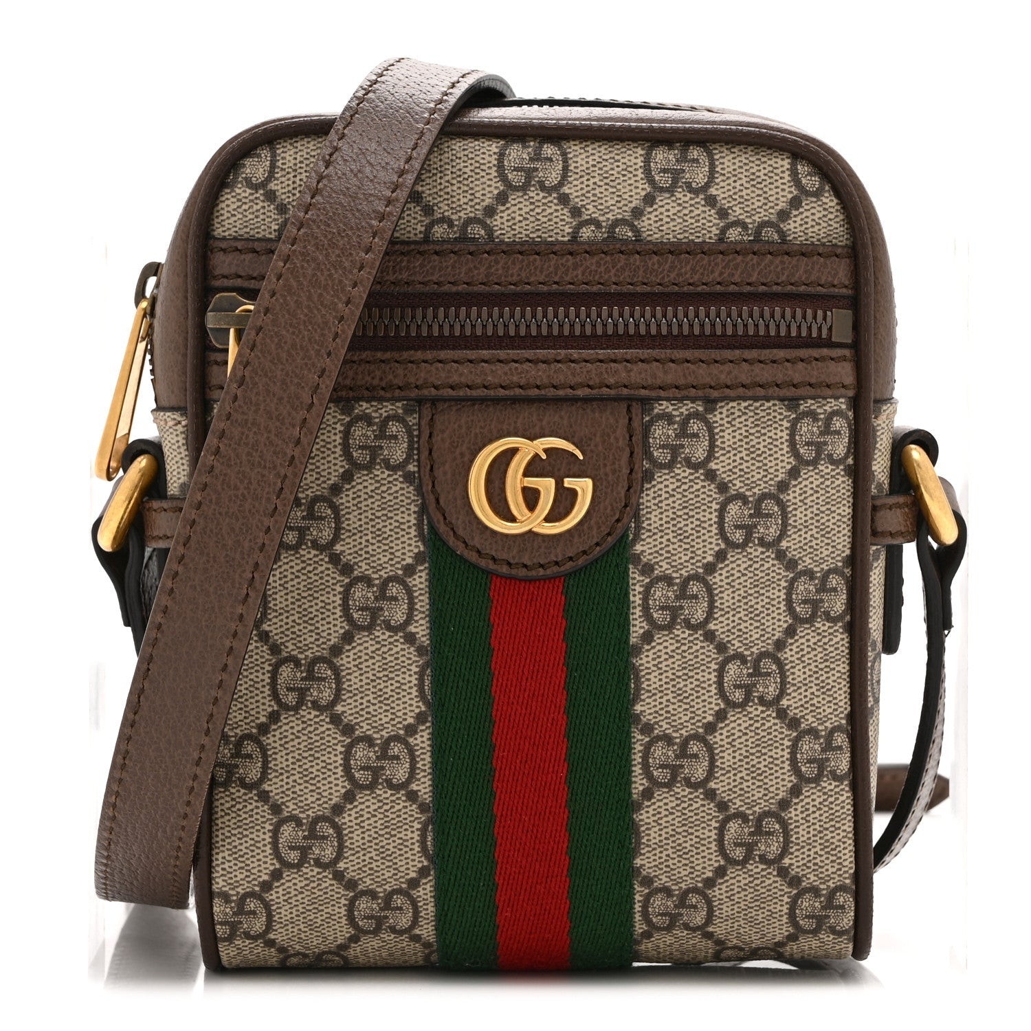 Gucci GG Supreme Monogram Web Mini Ophidia Messenger Brown