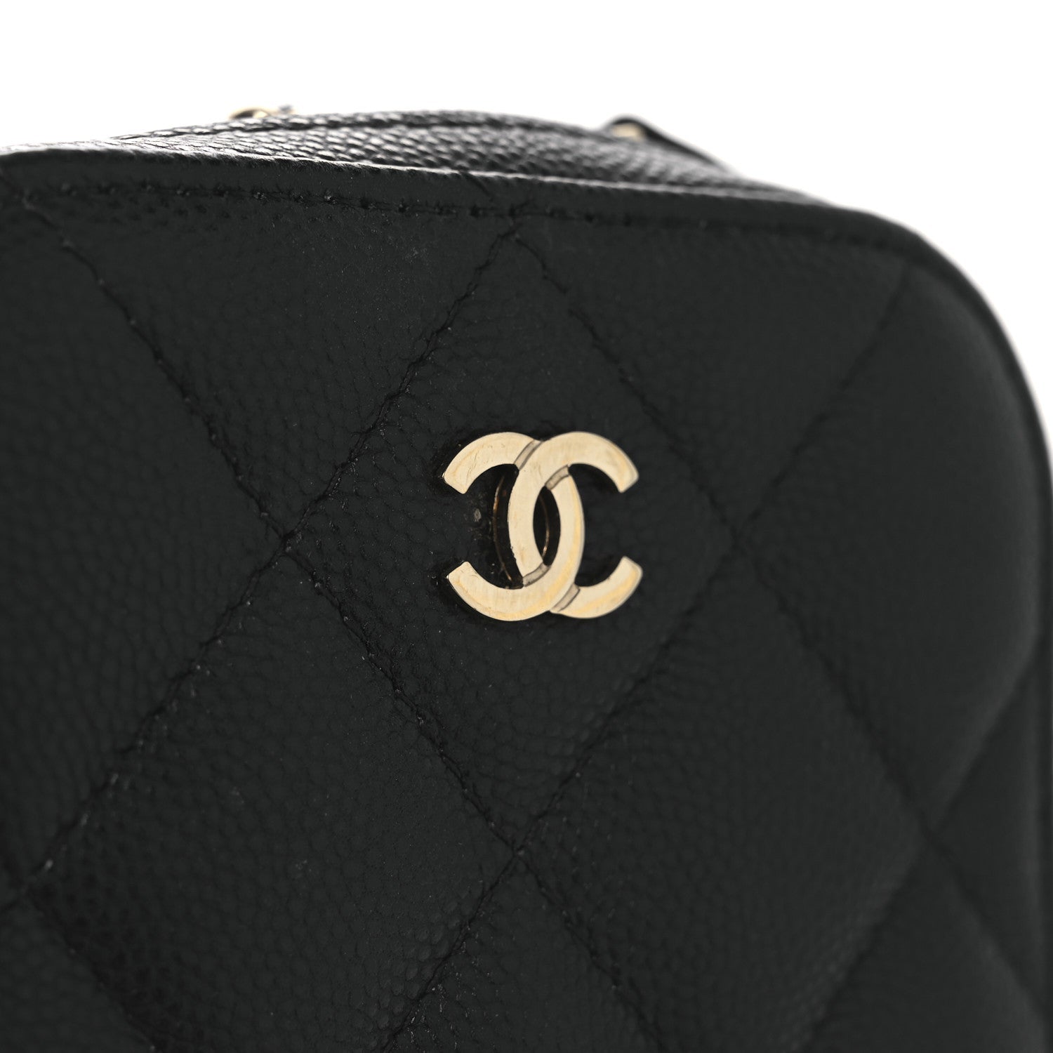 Chanel Caviar Quilted Phone Holder Wallet On Chain WOC Black