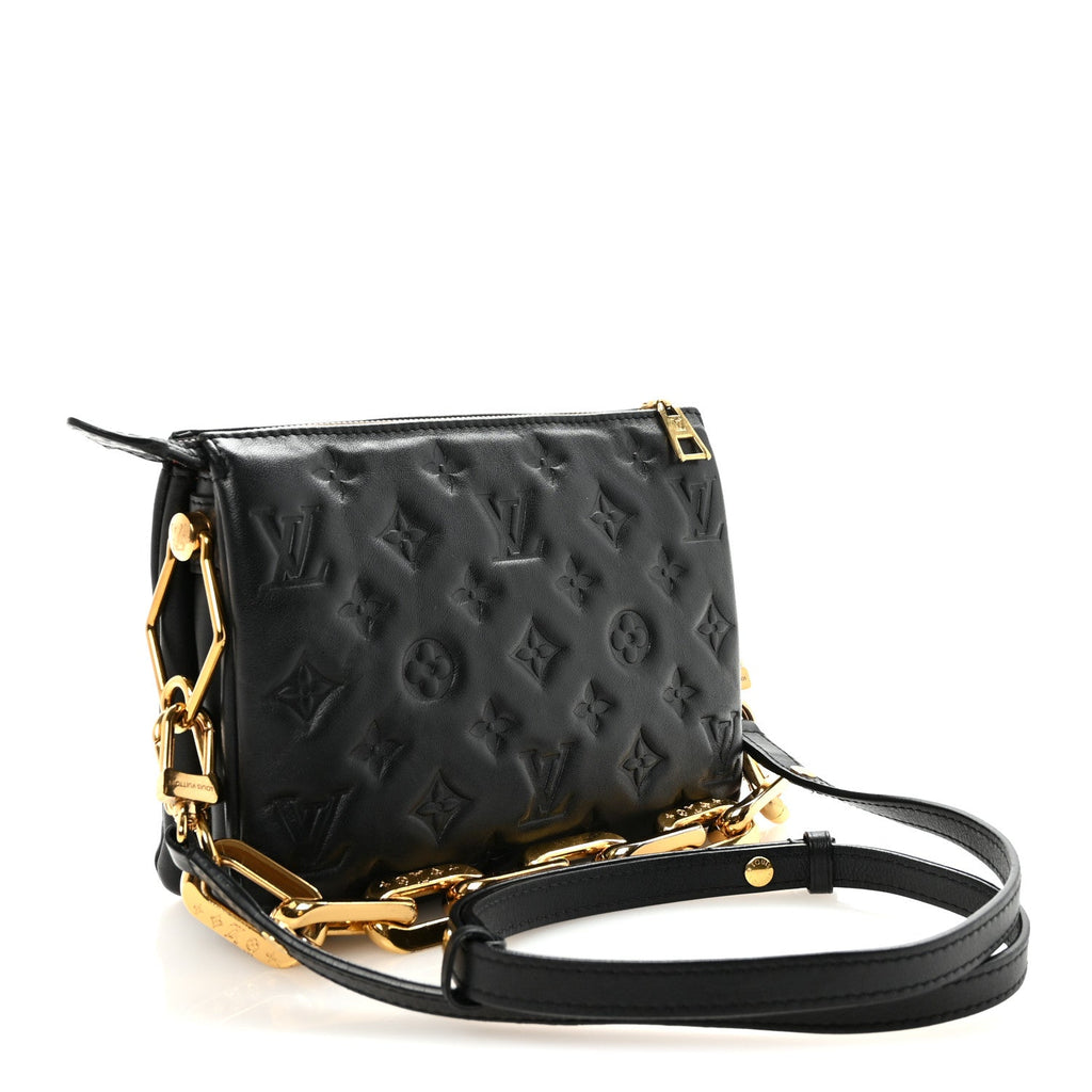 Louis Vuitton Lambskin Embossed Monogram Coussin BB Black